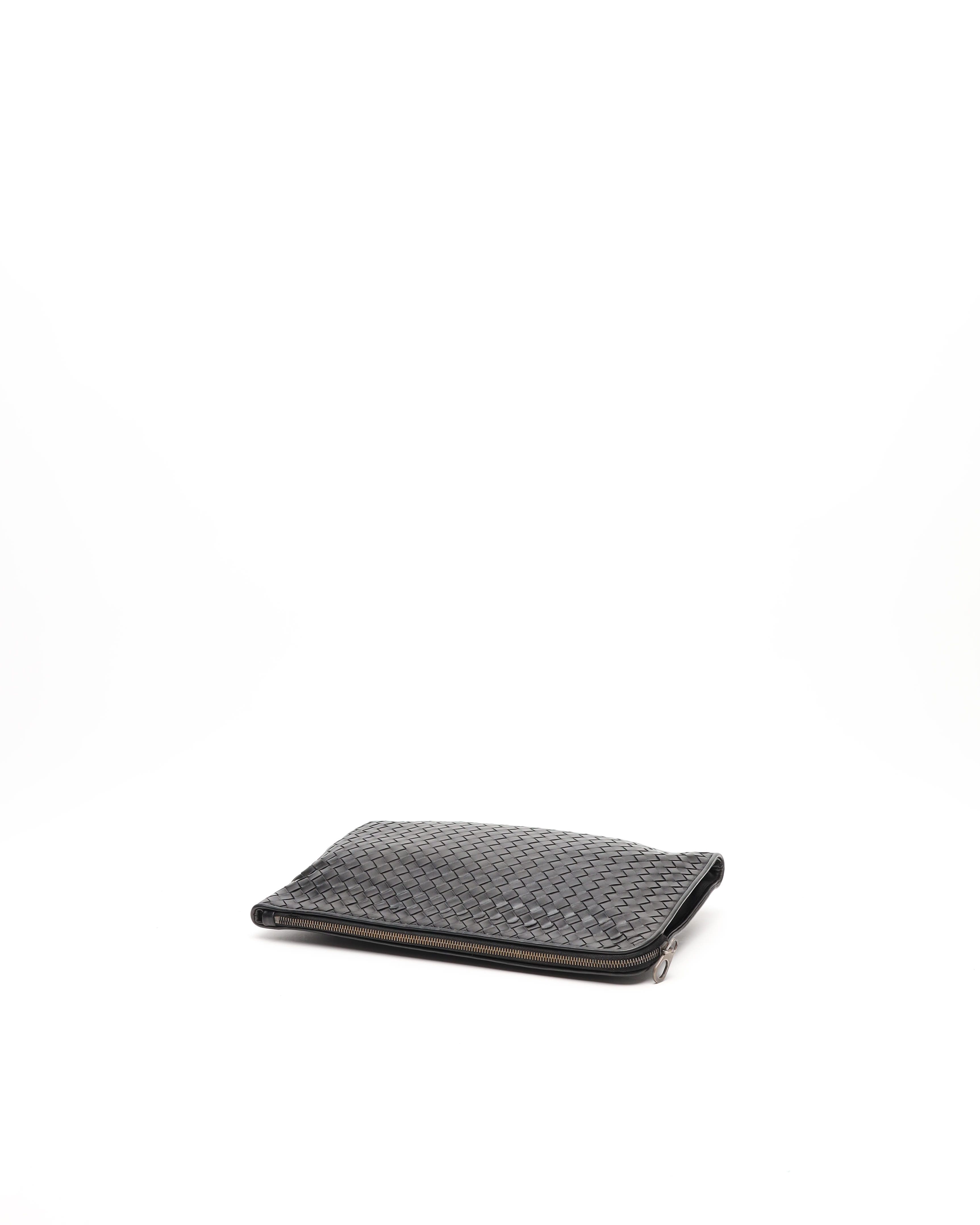 Bottega Veneta Intrecciato Leather Half Zipped Pouch