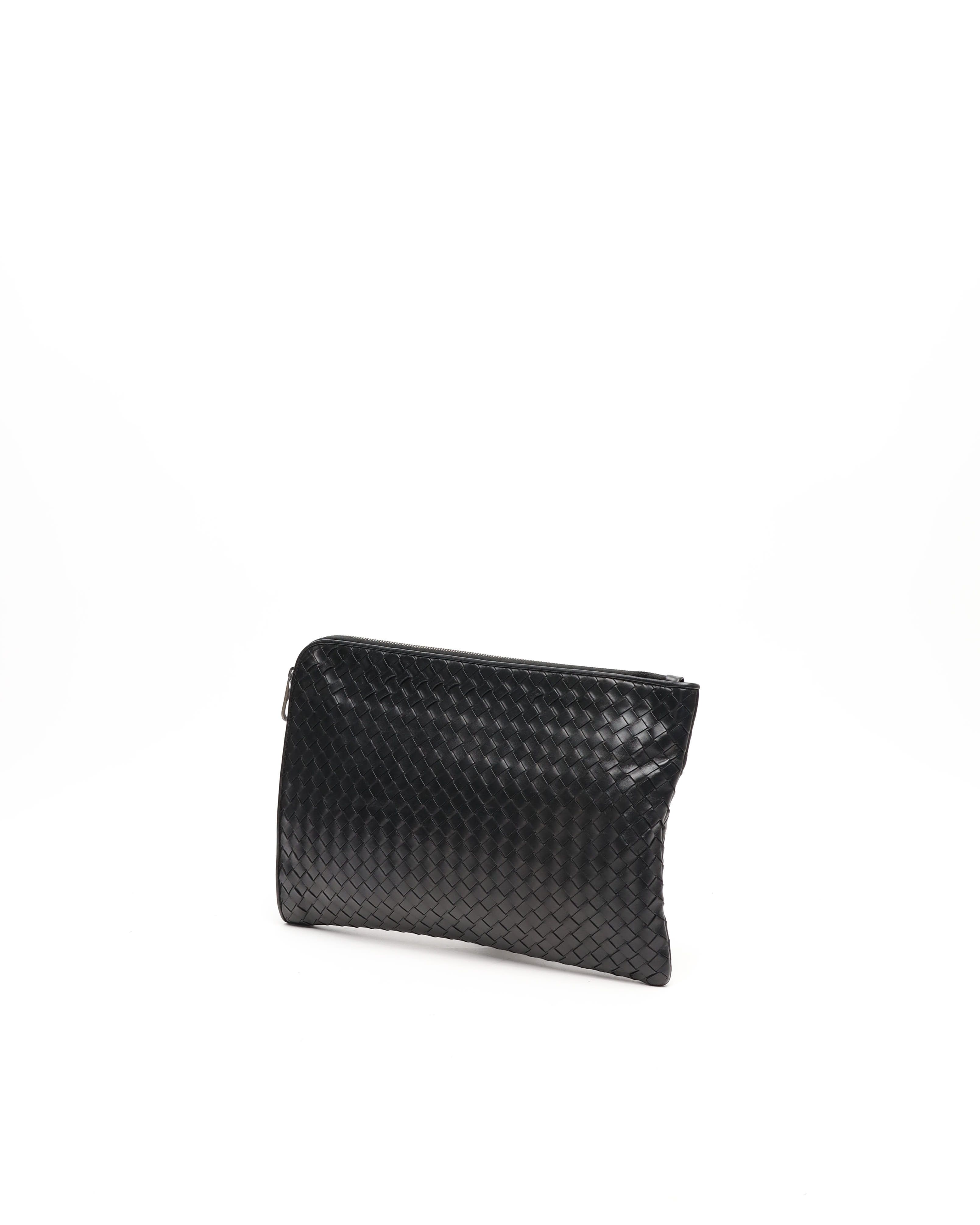 Bottega Veneta Intrecciato Leather Half Zipped Pouch