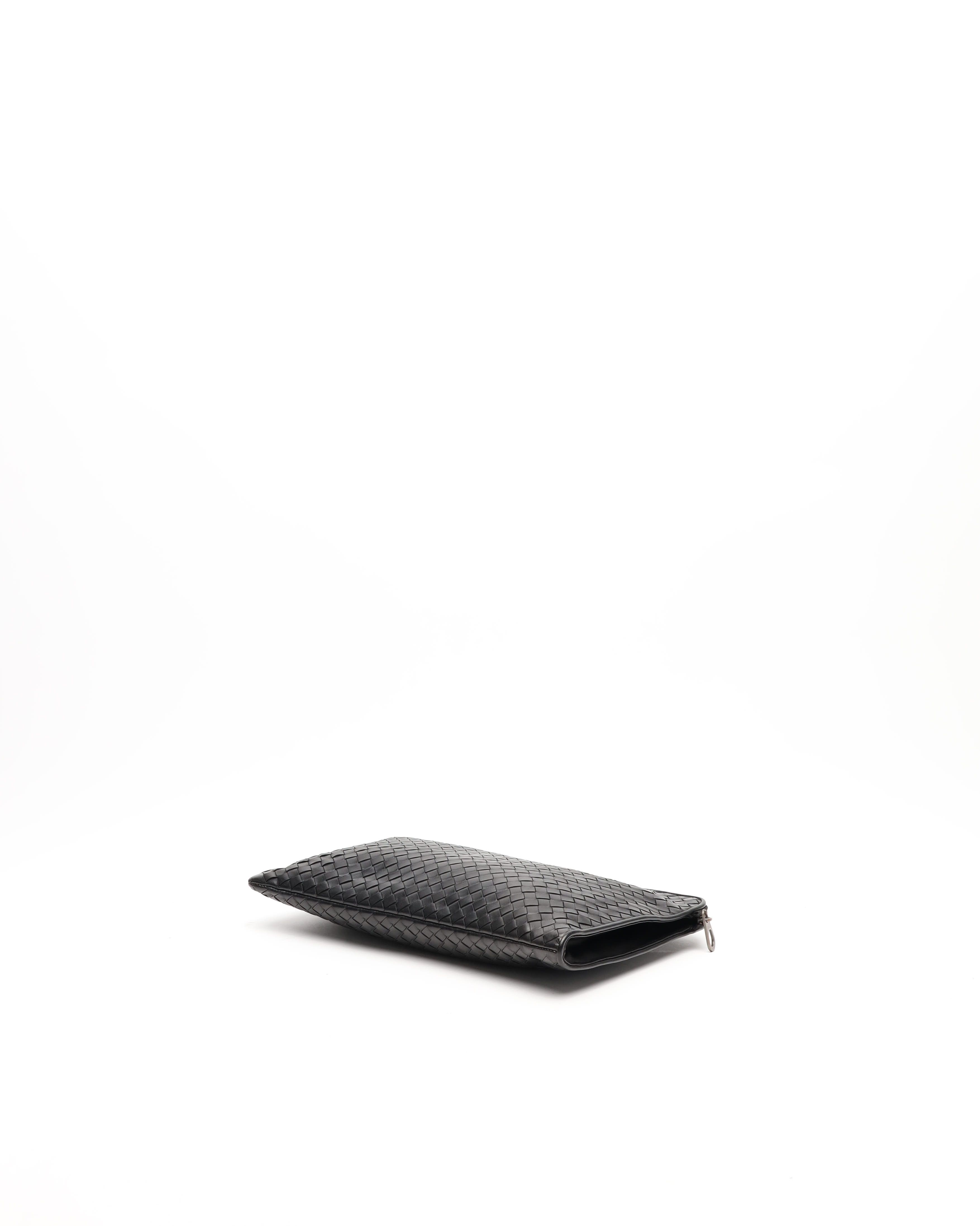 Bottega Veneta Intrecciato Leather Half Zipped Pouch