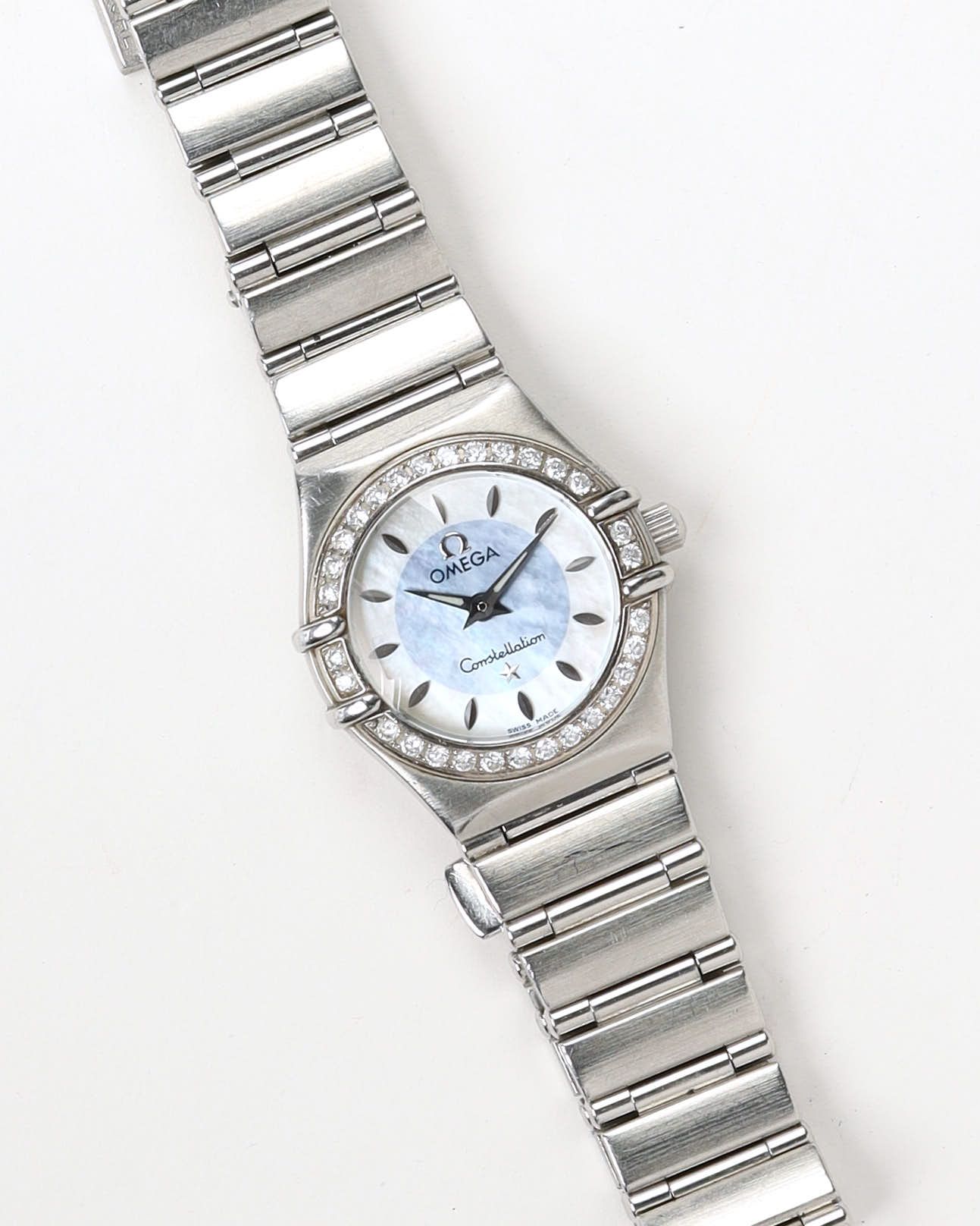 Omega Lady-constellation 22,5mm Ref 1466.84 Diamond Watch In Metallic