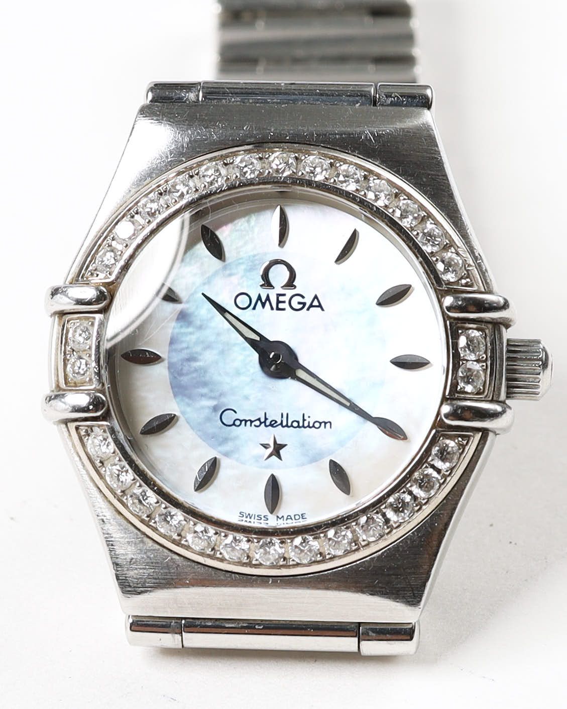 Omega Lady-constellation 22,5mm Ref 1466.84 Diamond Watch In Metallic