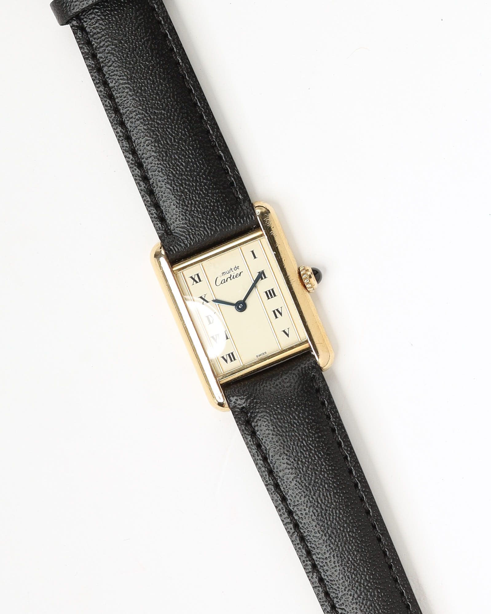 Cartier Tank Vermeil 21mm Ref 5057001 Watch In Black