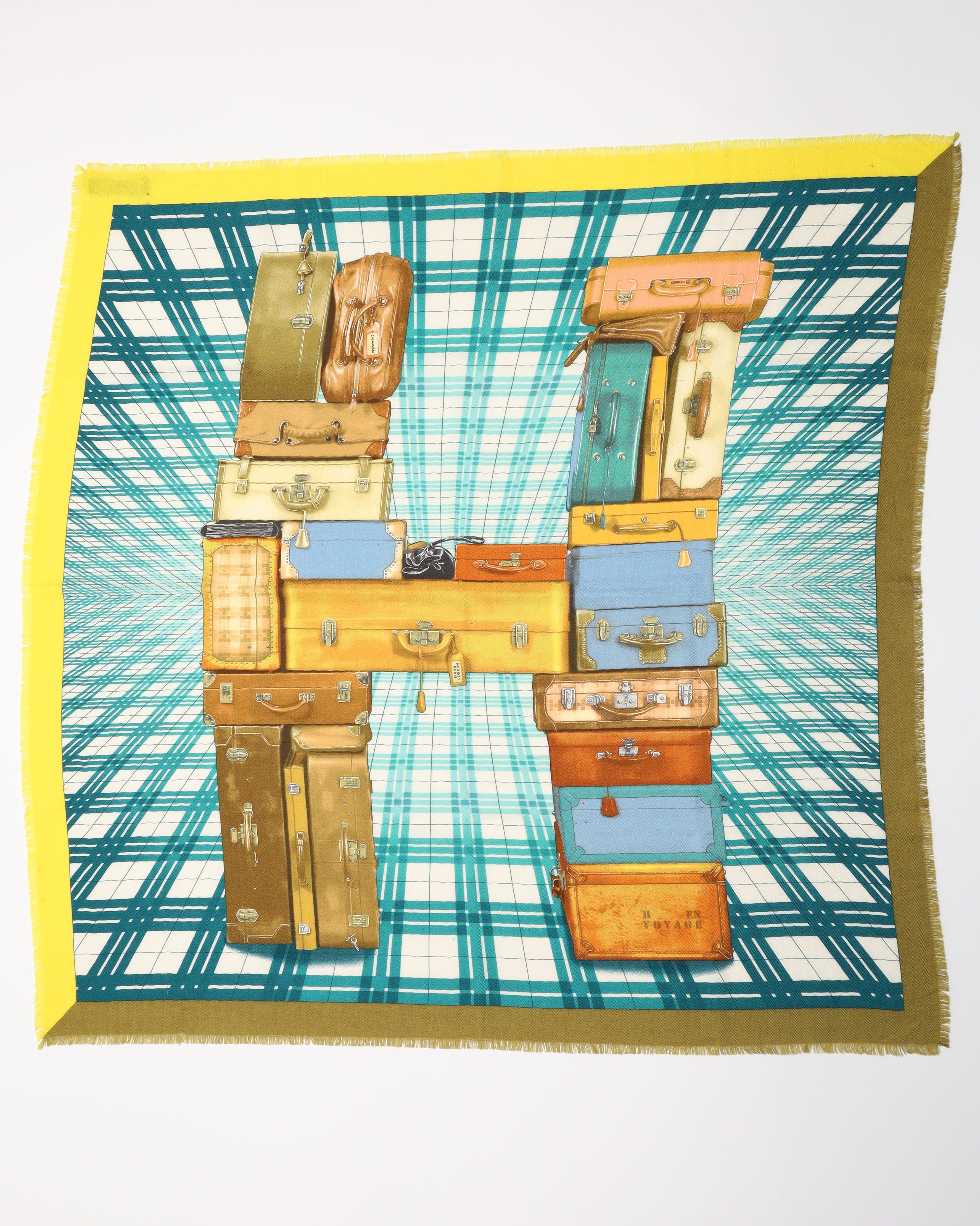 Pre-owned Hermes Hermès Cashmere Silk Scarf In Green