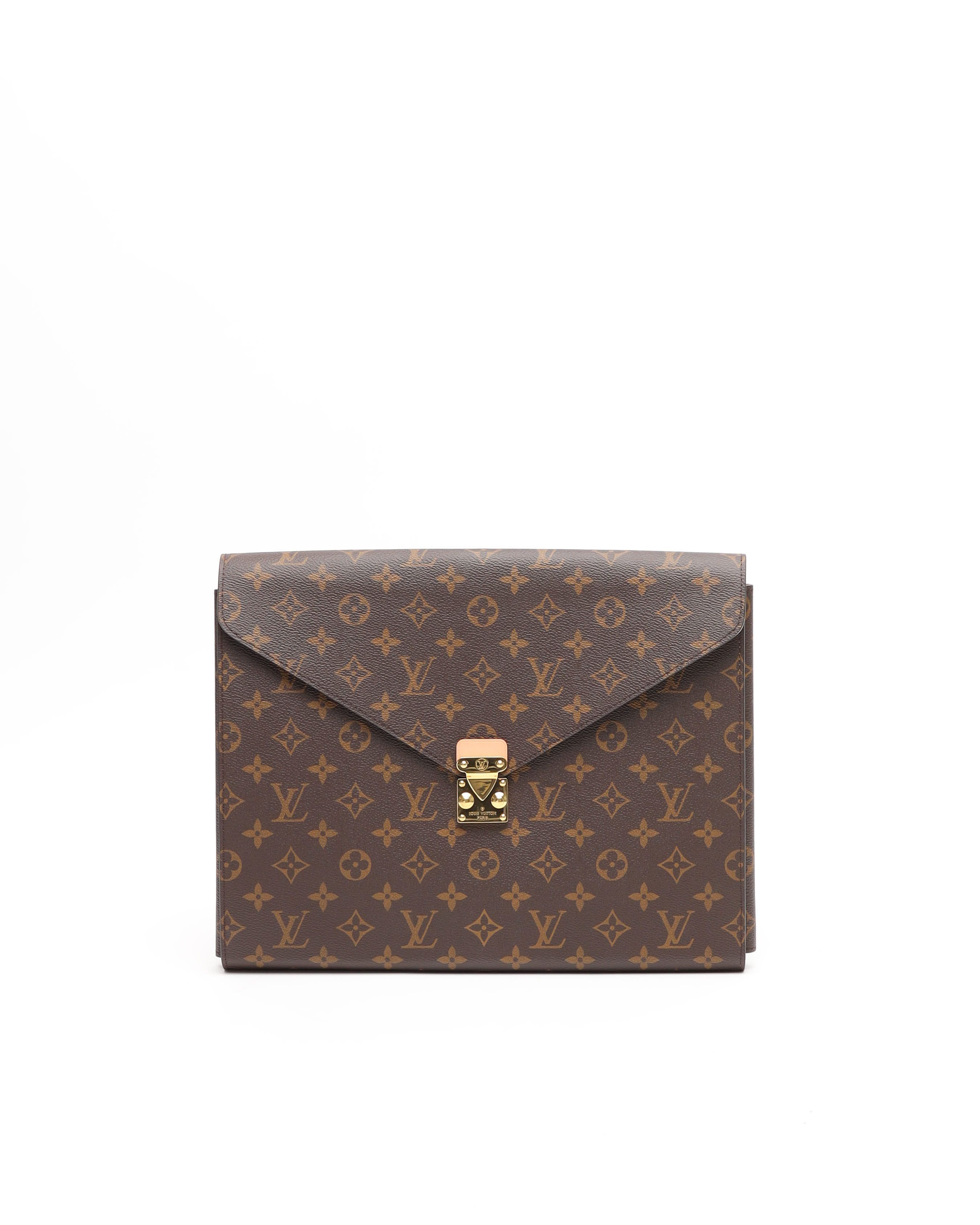 Pre-owned Louis Vuitton Monogram Mark Folder In Brown