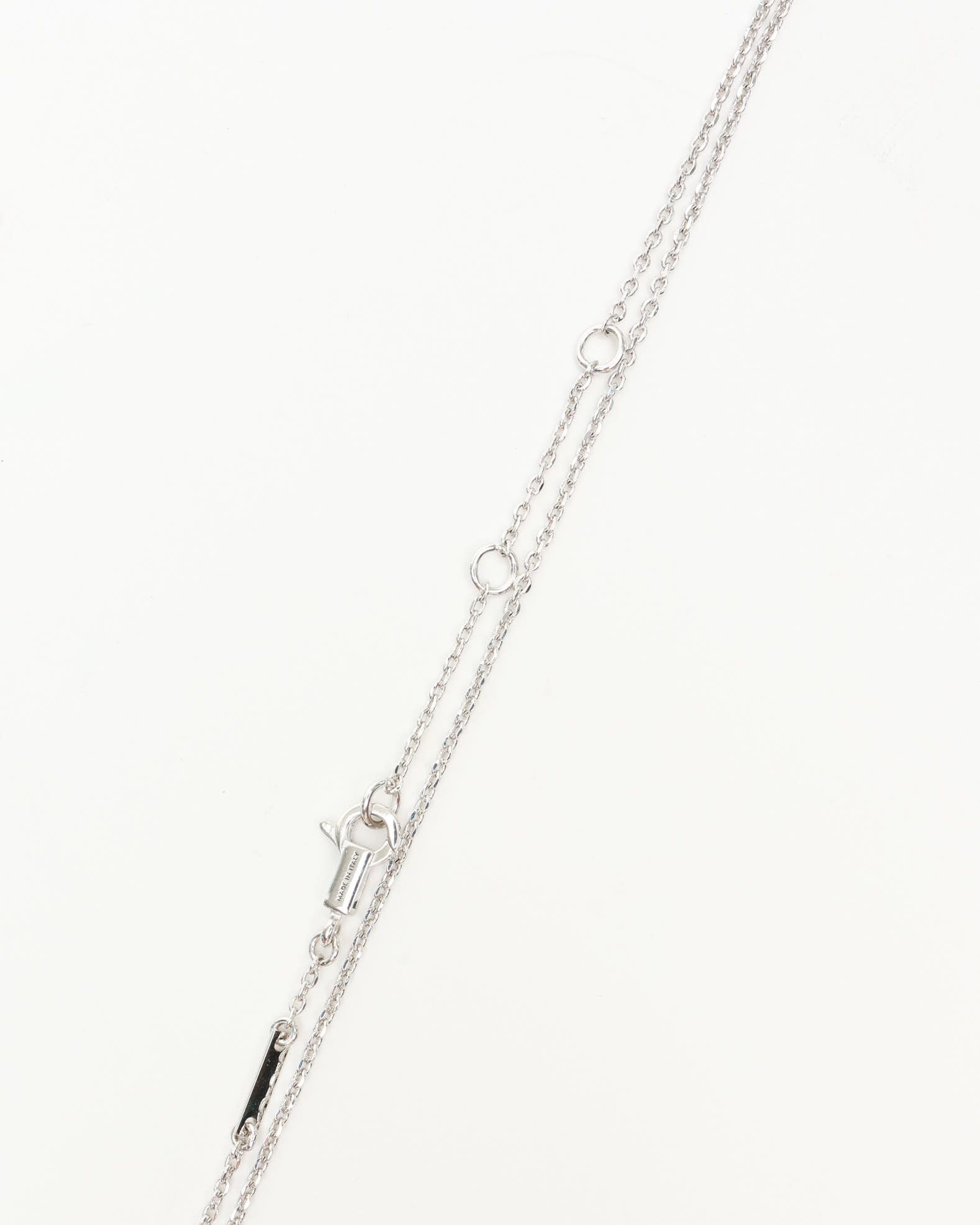 Celine Céline Logo Rhinestone Necklace In Metallic