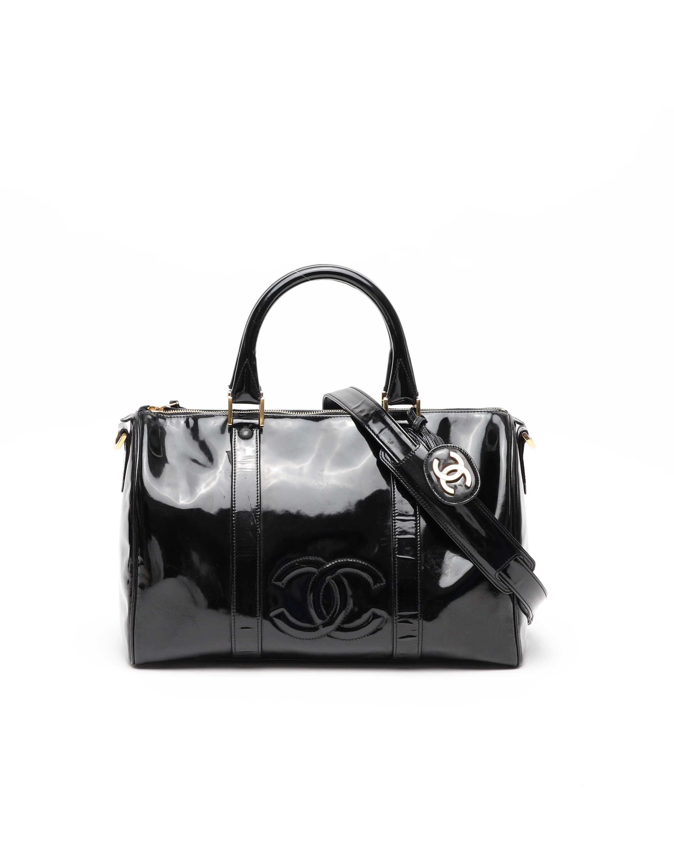 Pre-owned Chanel Cc Patent Weekend Bag