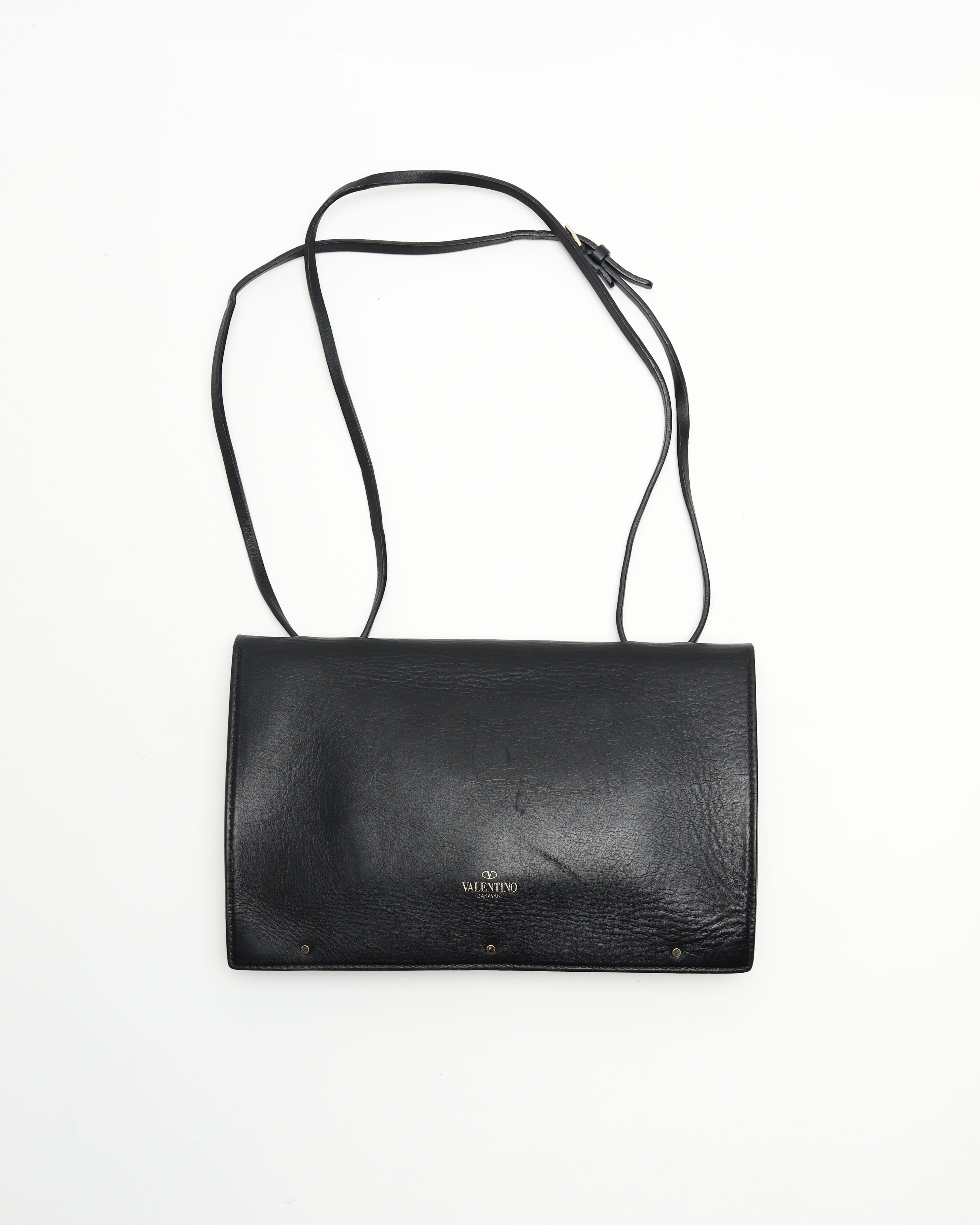 Valentino Studded Flap Shoulder Bag In Black