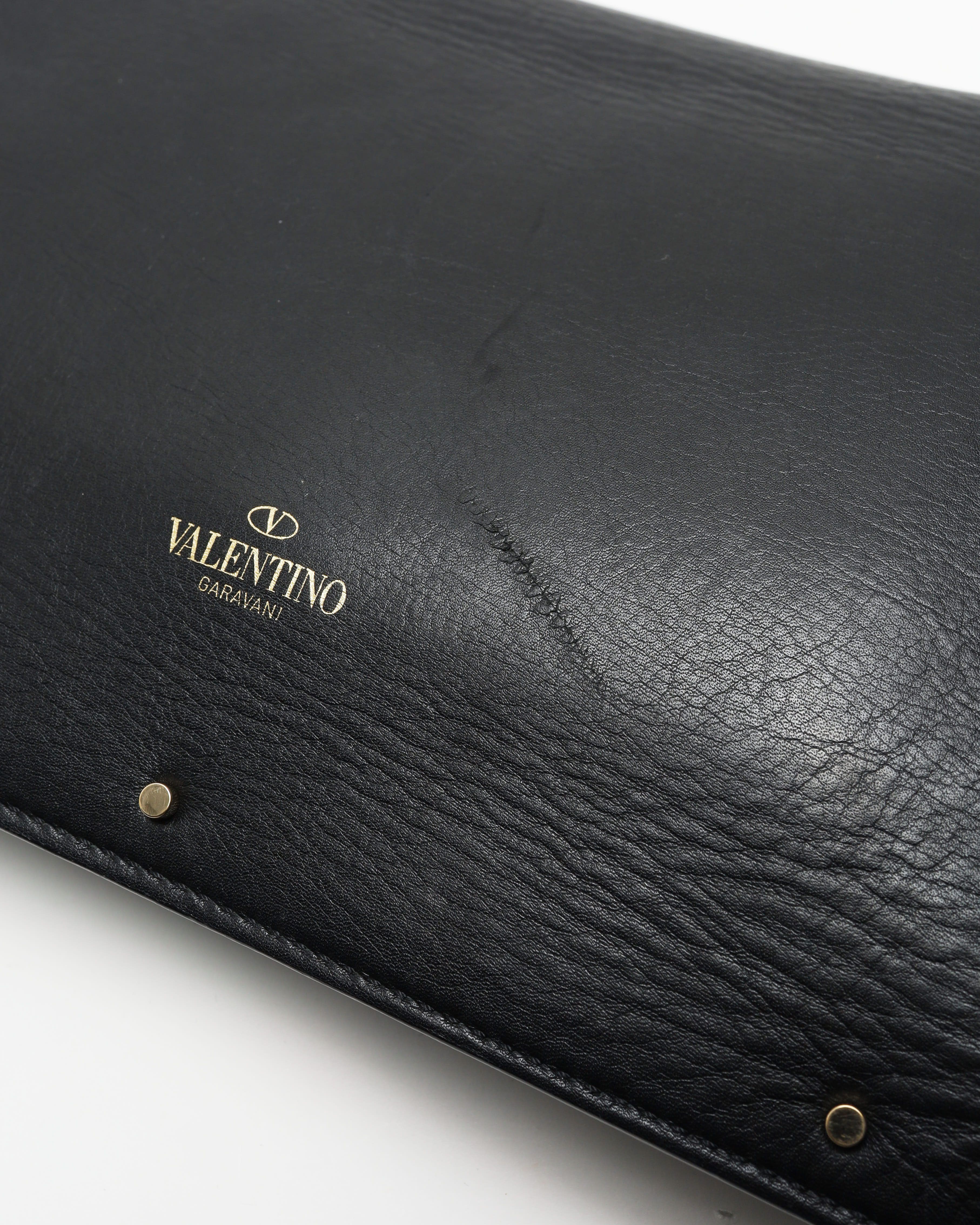 Valentino Studded Flap Shoulder Bag In Black
