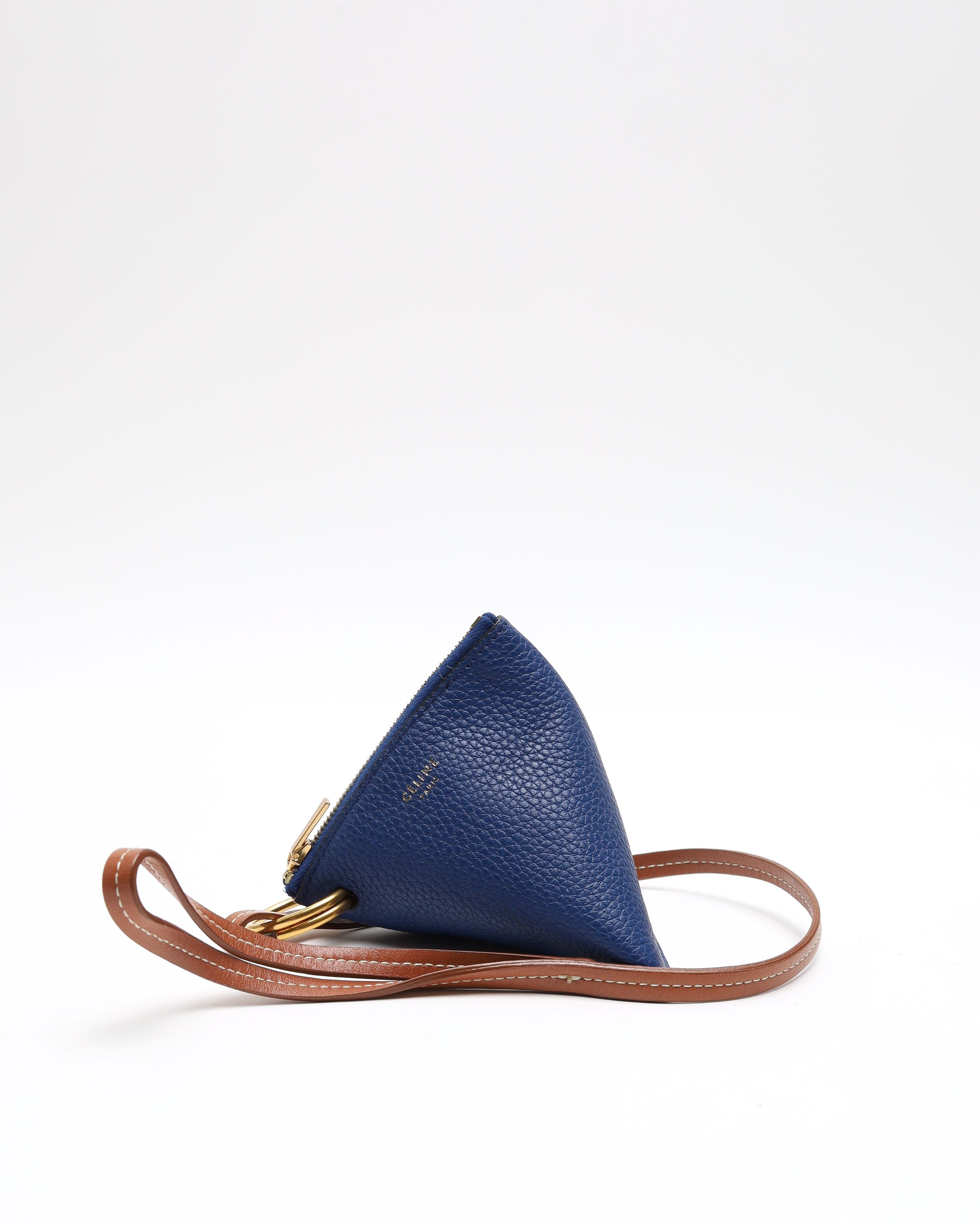 Celine Céline Leather Coin Purse In Blue