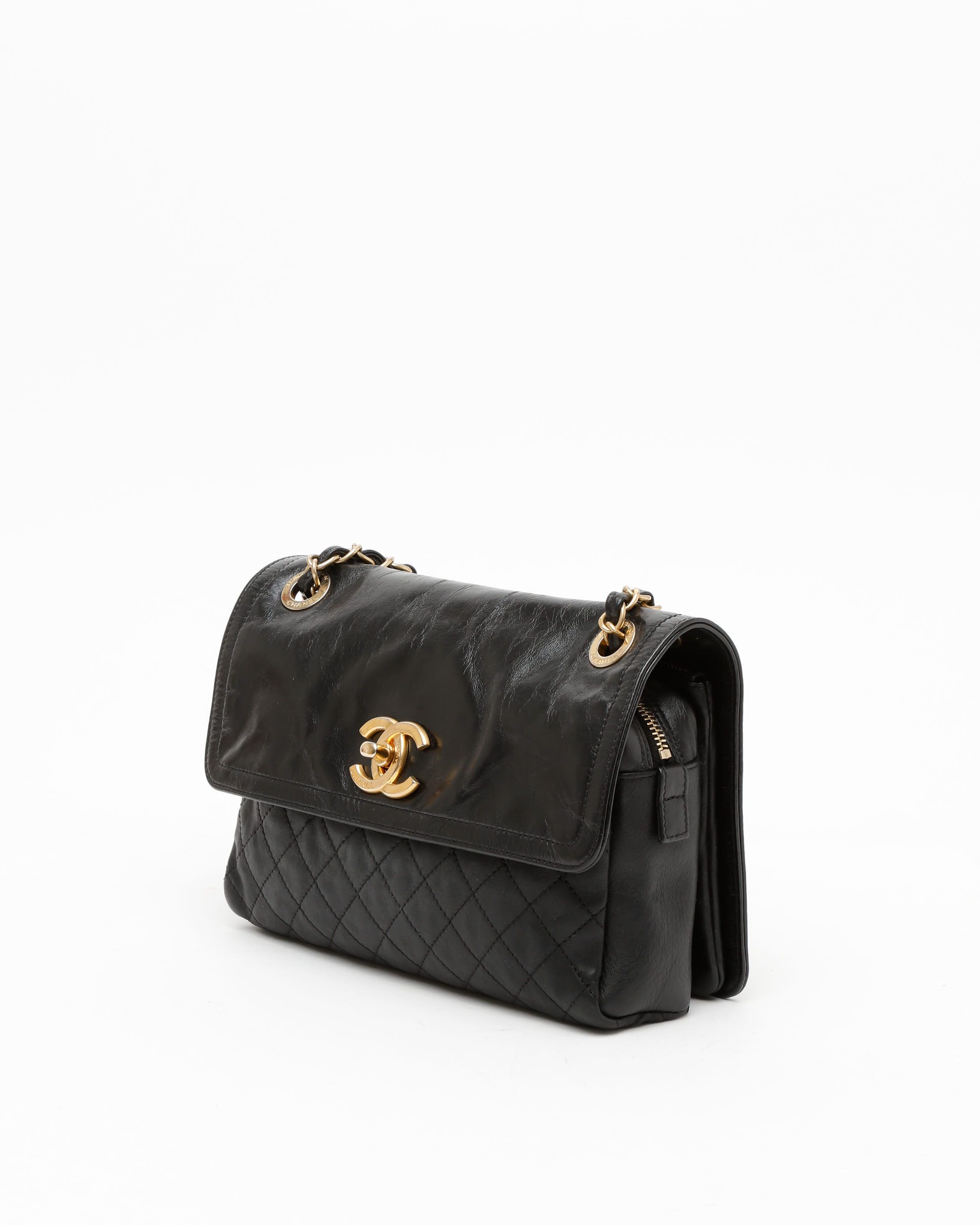 Pre-owned Chanel Glazed Zip Flap Bag