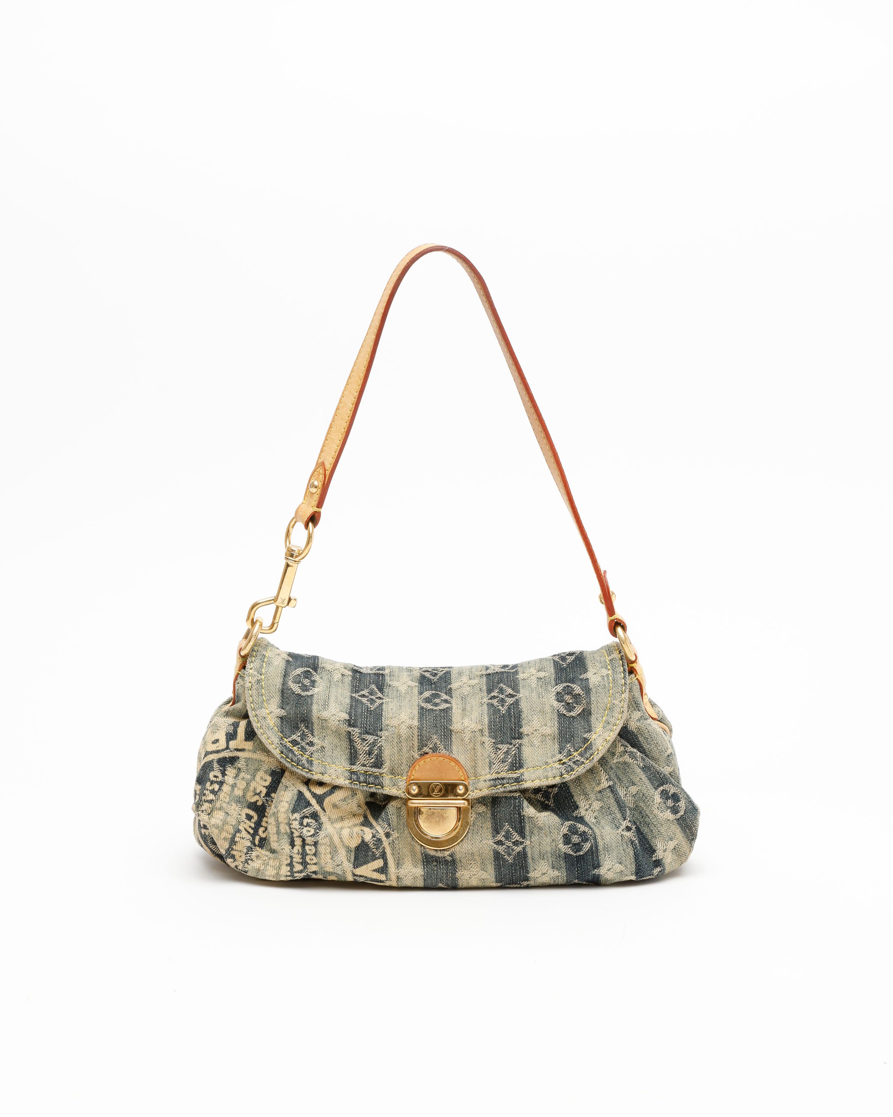 Louis Vuitton Monogram Denim Mini Pleaty Raye Shoulder Bag