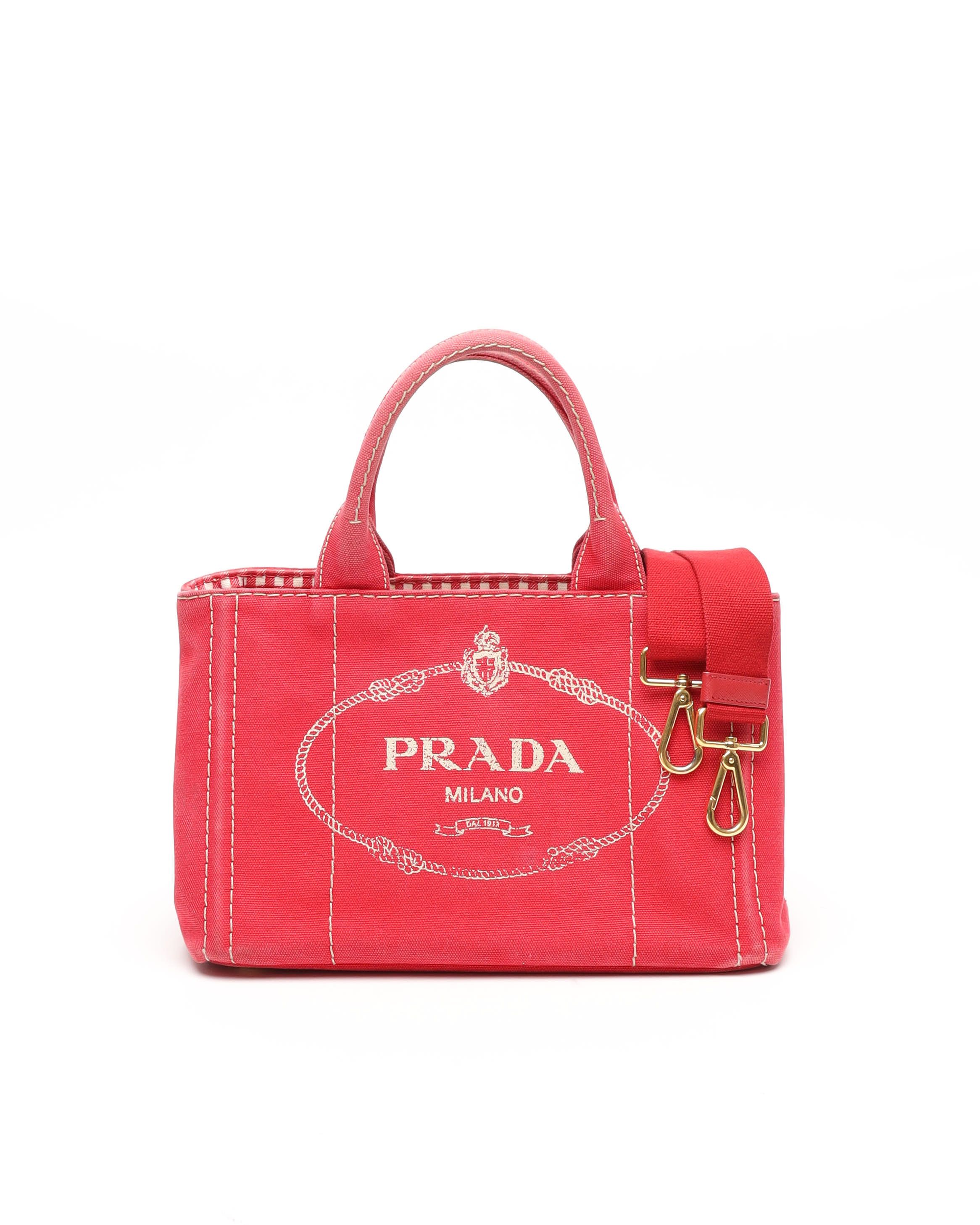 Prada Small Canapa Bag In Red
