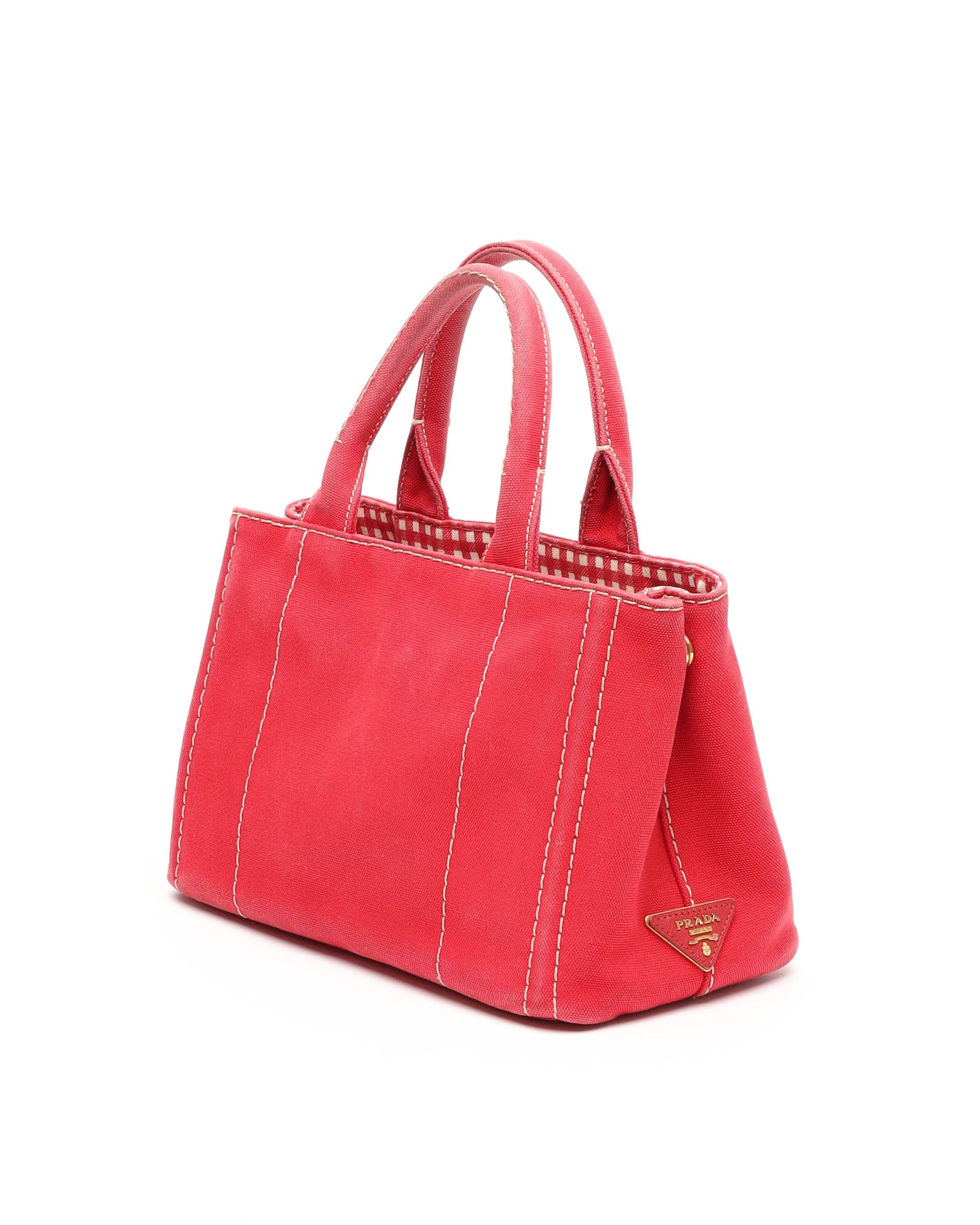 Prada Small Canapa Bag In Red