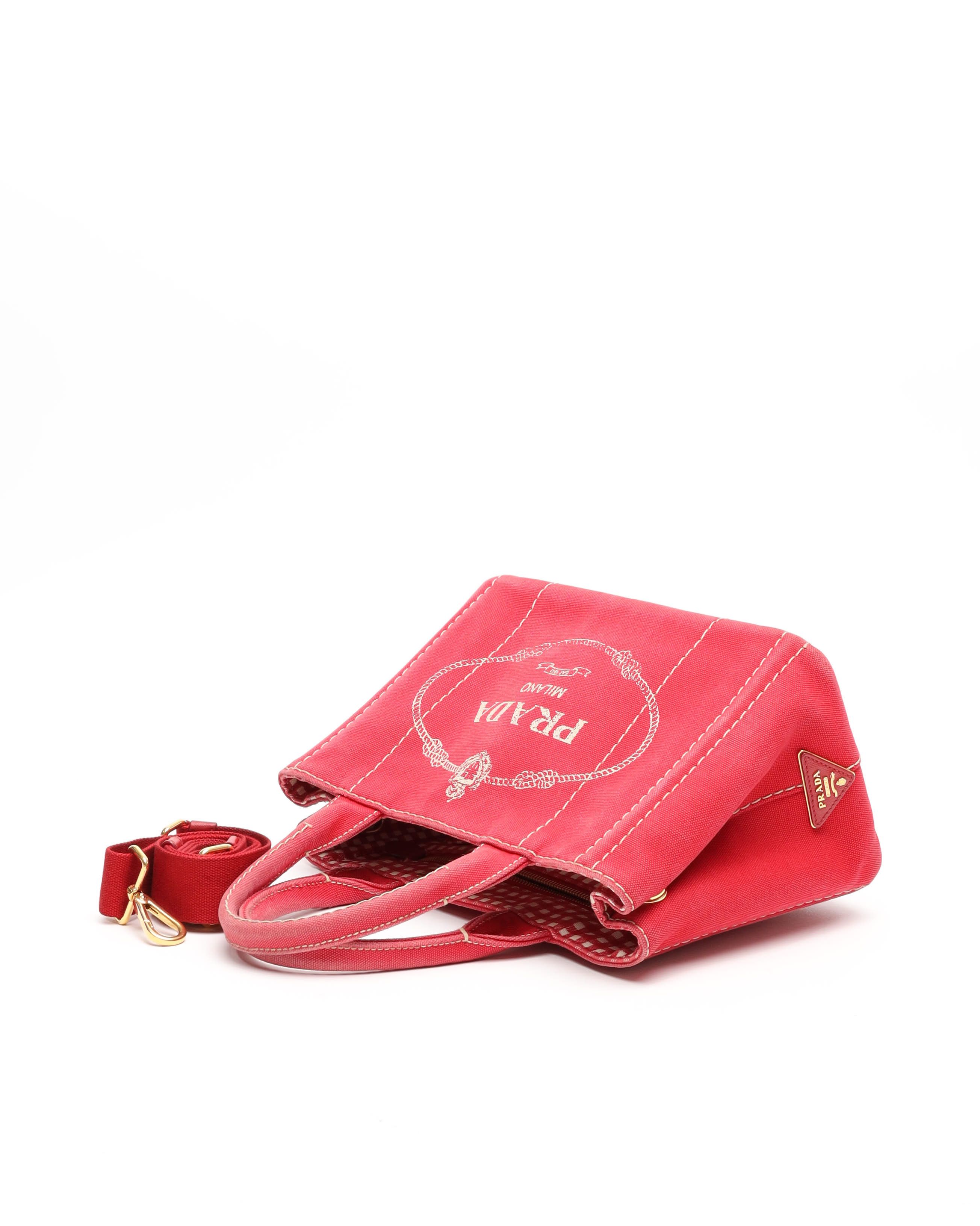 Prada Small Canapa Bag In Red