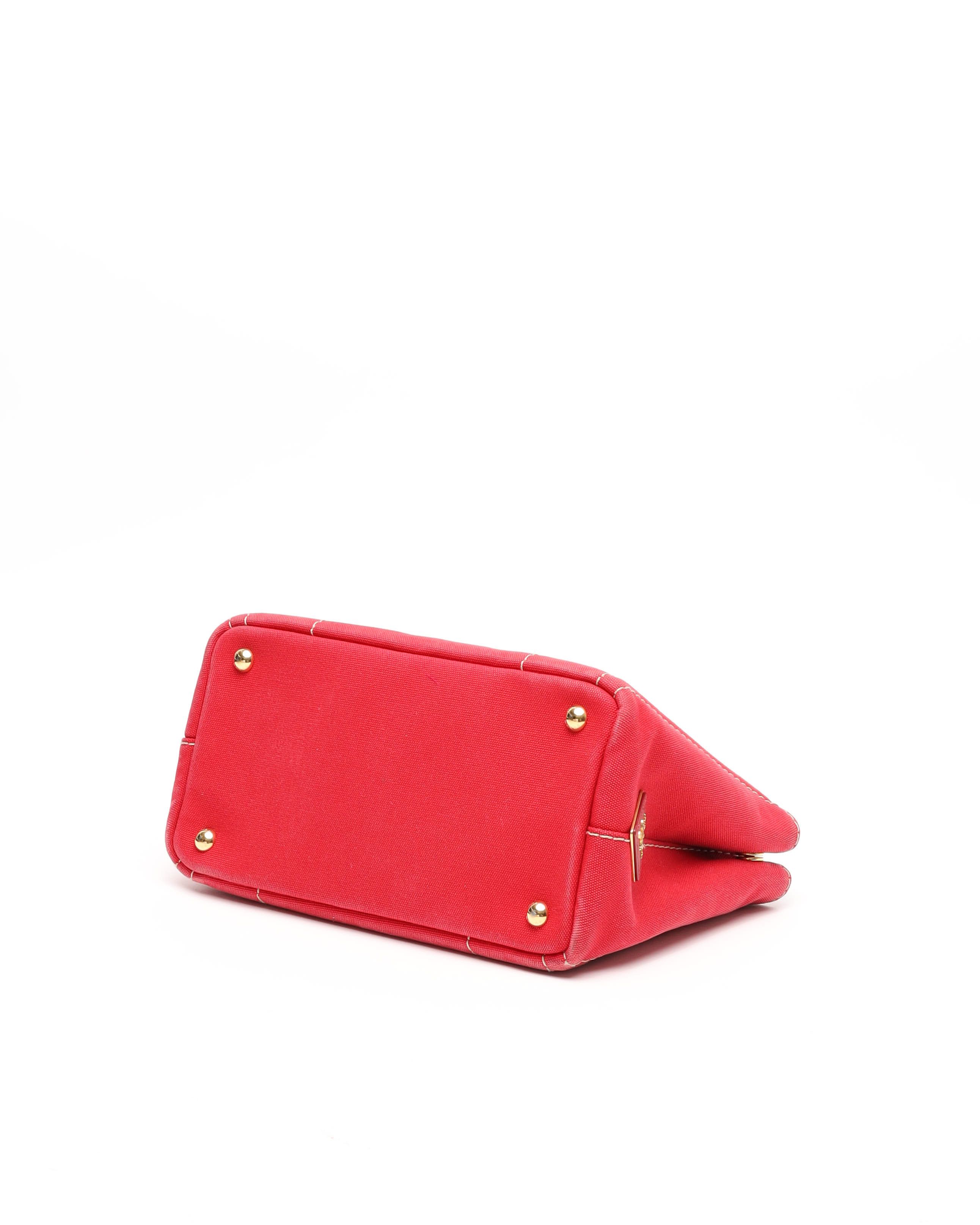 Prada Small Canapa Bag In Red