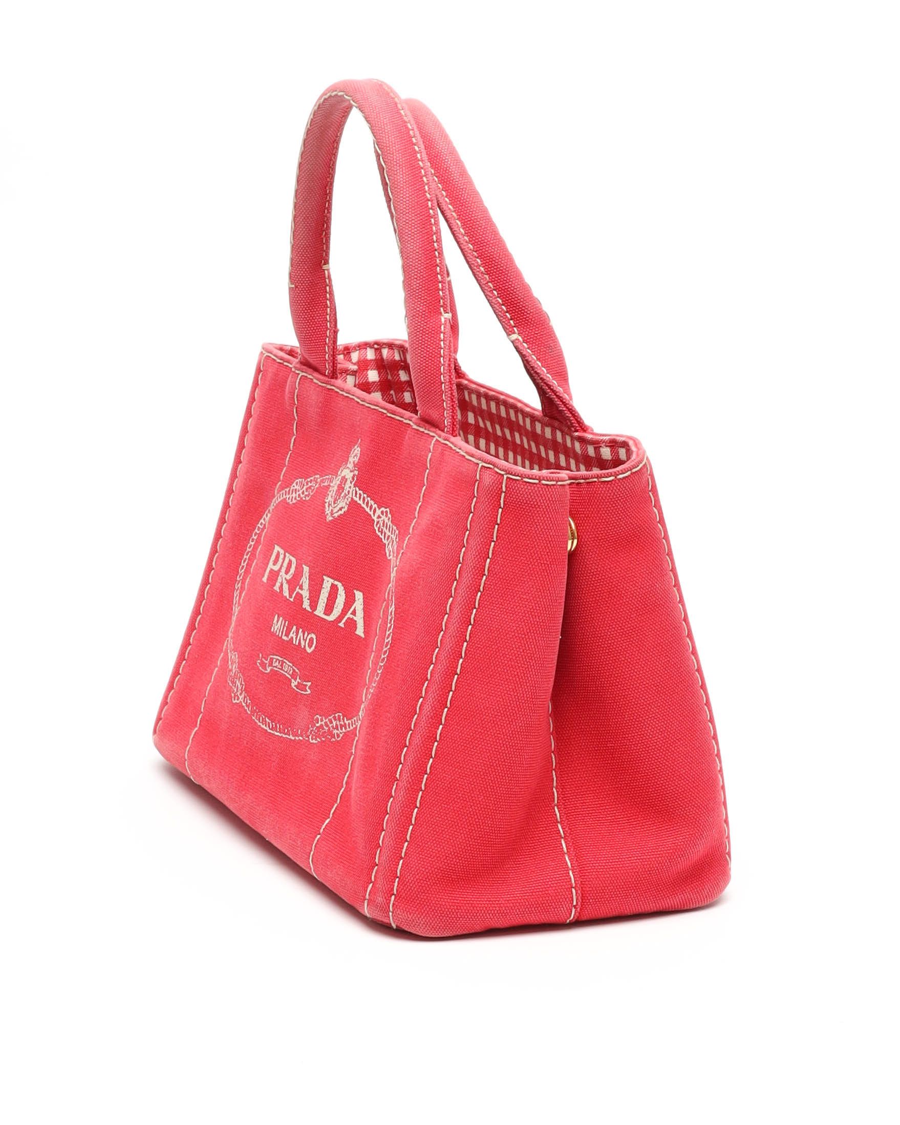 Prada Small Canapa Bag In Red