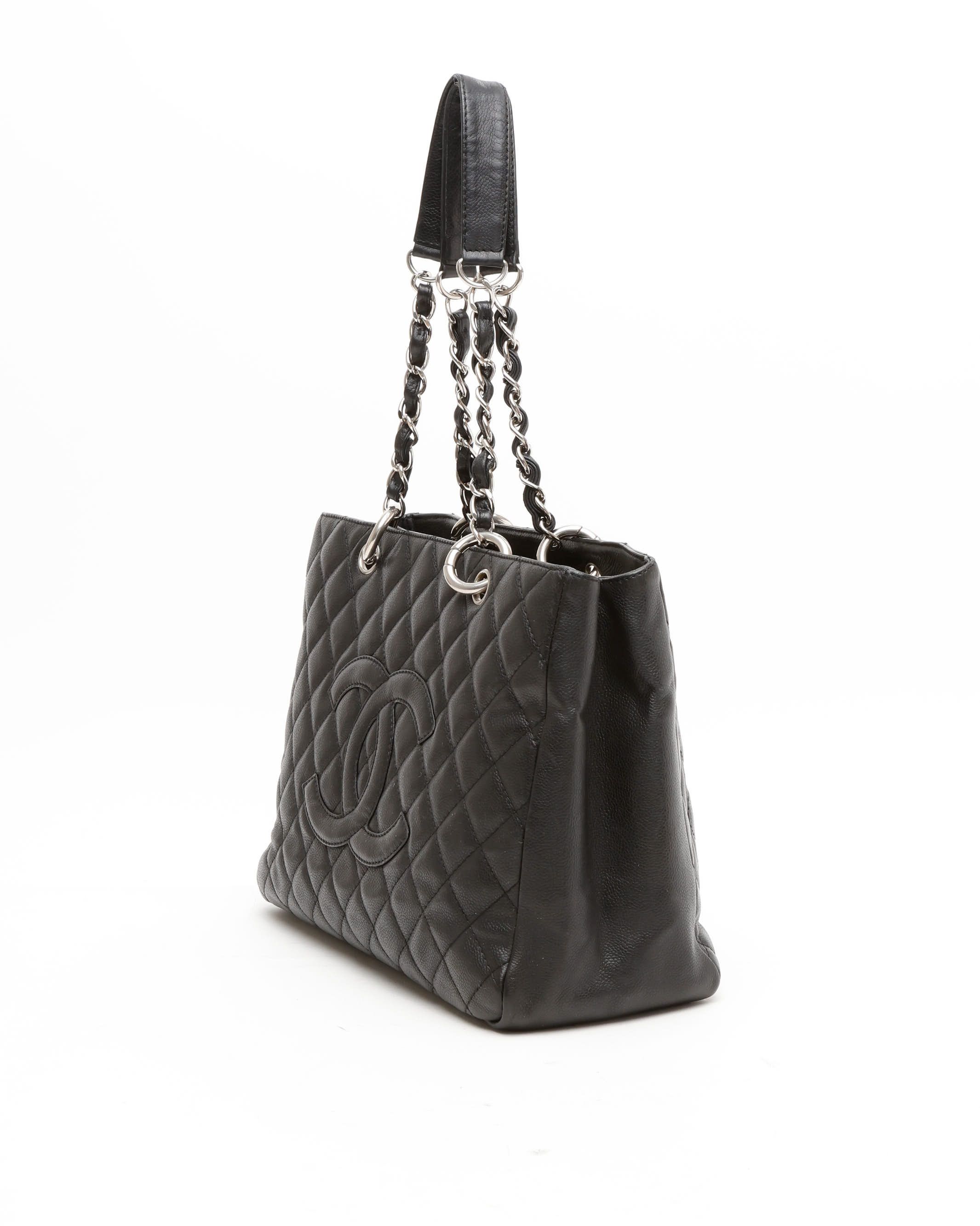 Pre-owned Chanel Caviar Grand Shopping Gst Tote Bag In Black