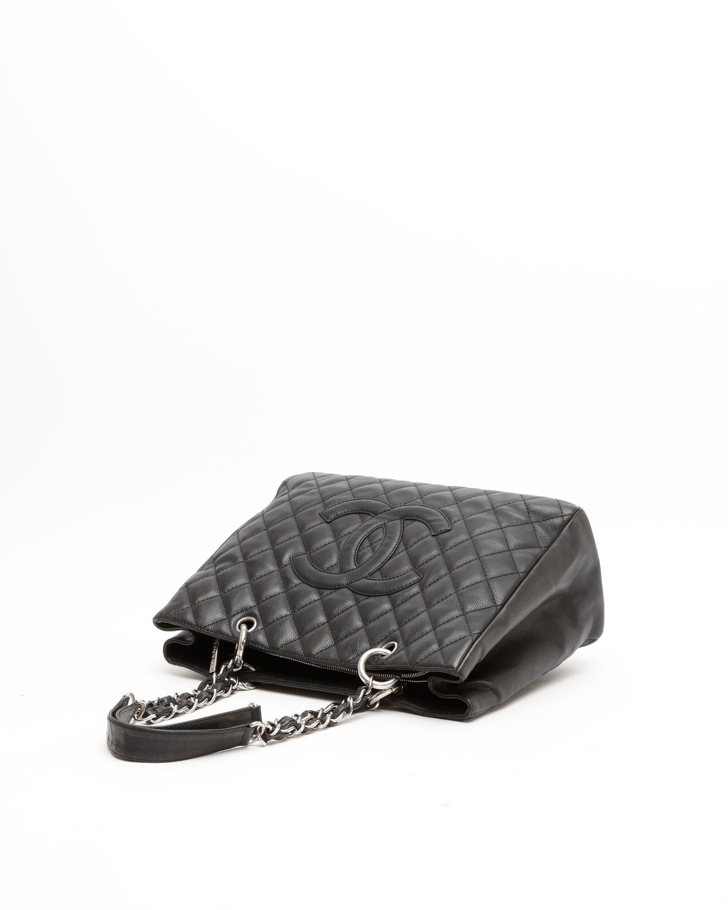 Pre-owned Chanel Caviar Grand Shopping Gst Tote Bag In Black
