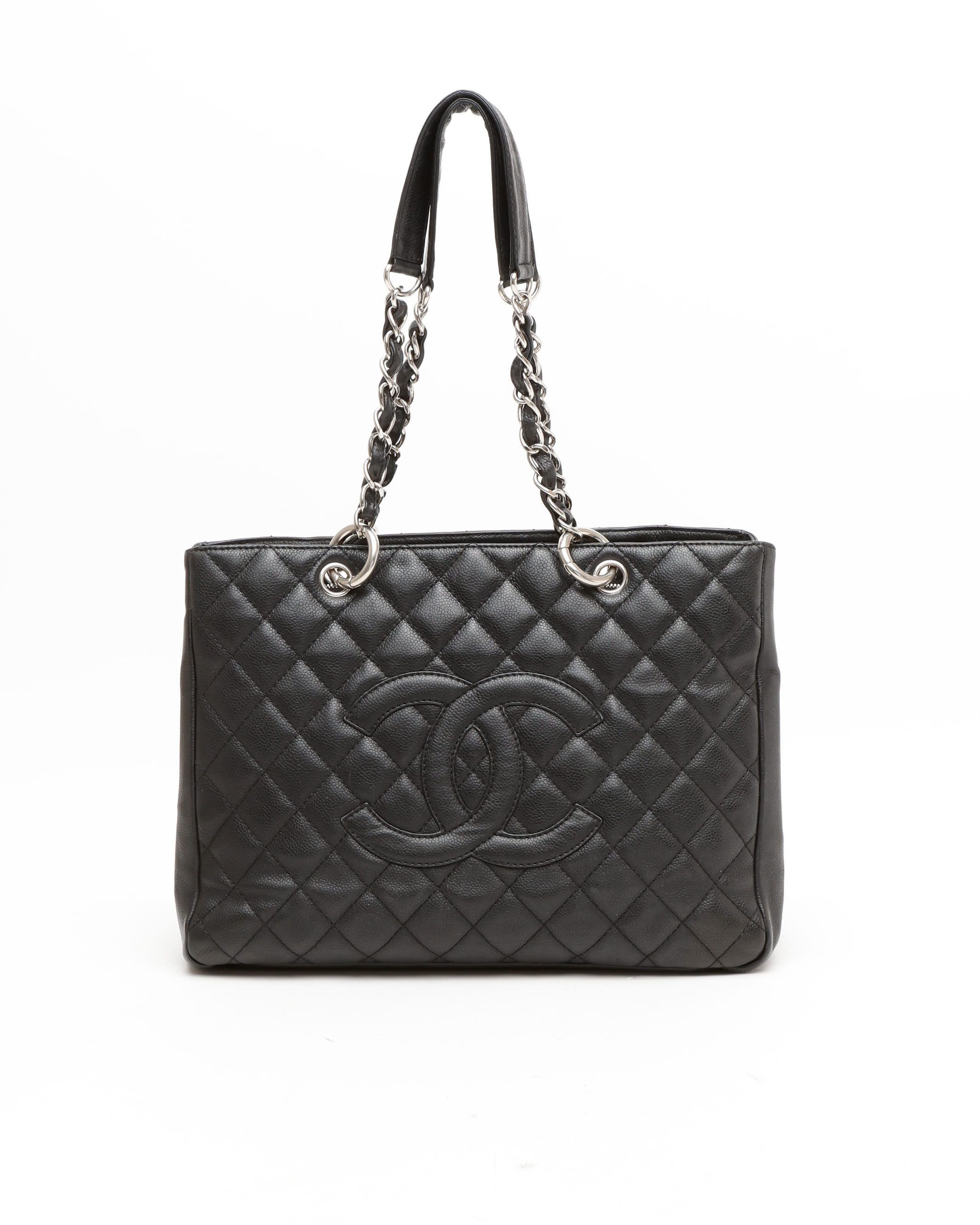 Pre-owned Chanel Caviar Grand Shopping Gst Tote Bag In Black