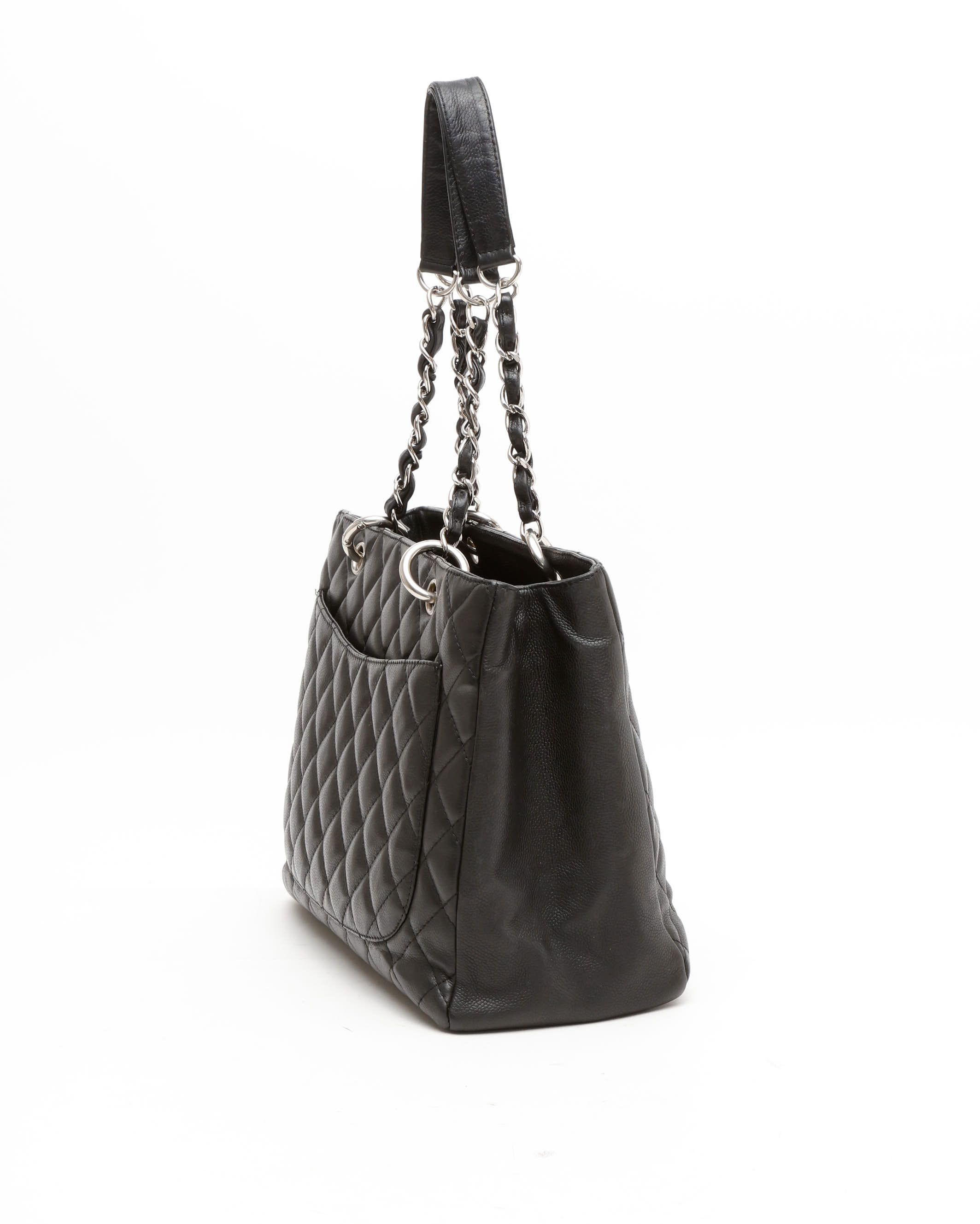 Pre-owned Chanel Caviar Grand Shopping Gst Tote Bag In Black