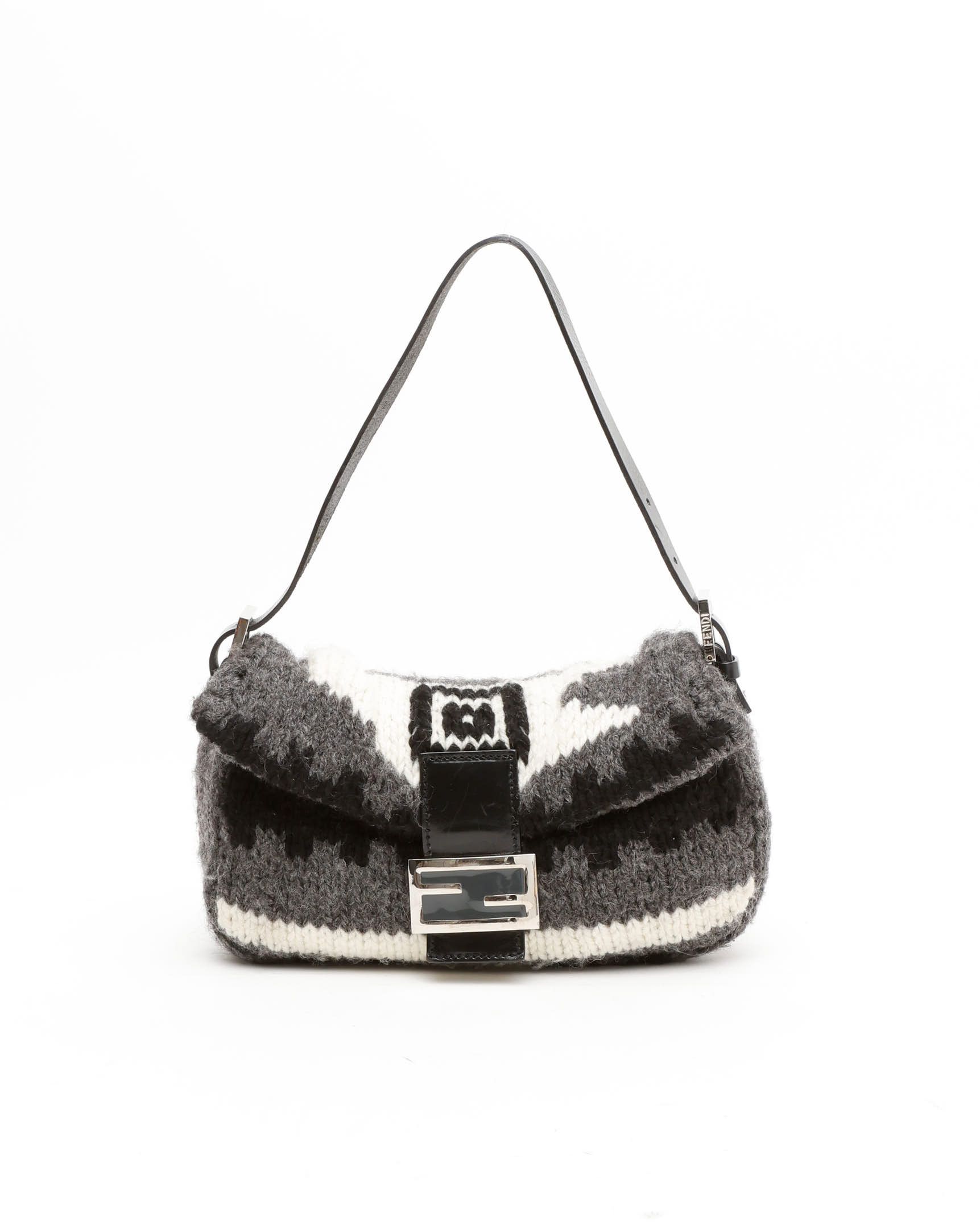 Fendi Wool Baguette Bag In Multi