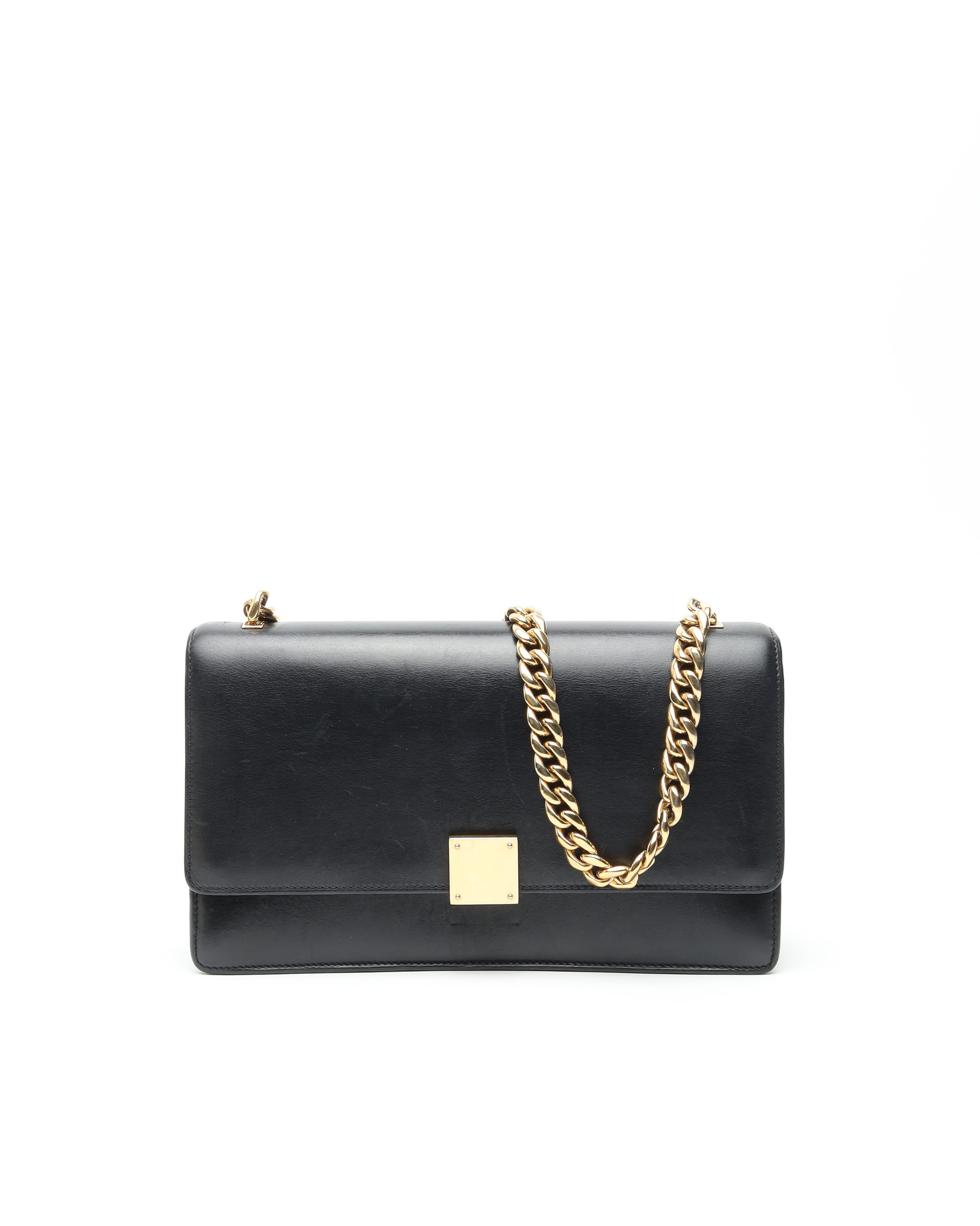 Celine Céline Case Chain Flap Bag In Black