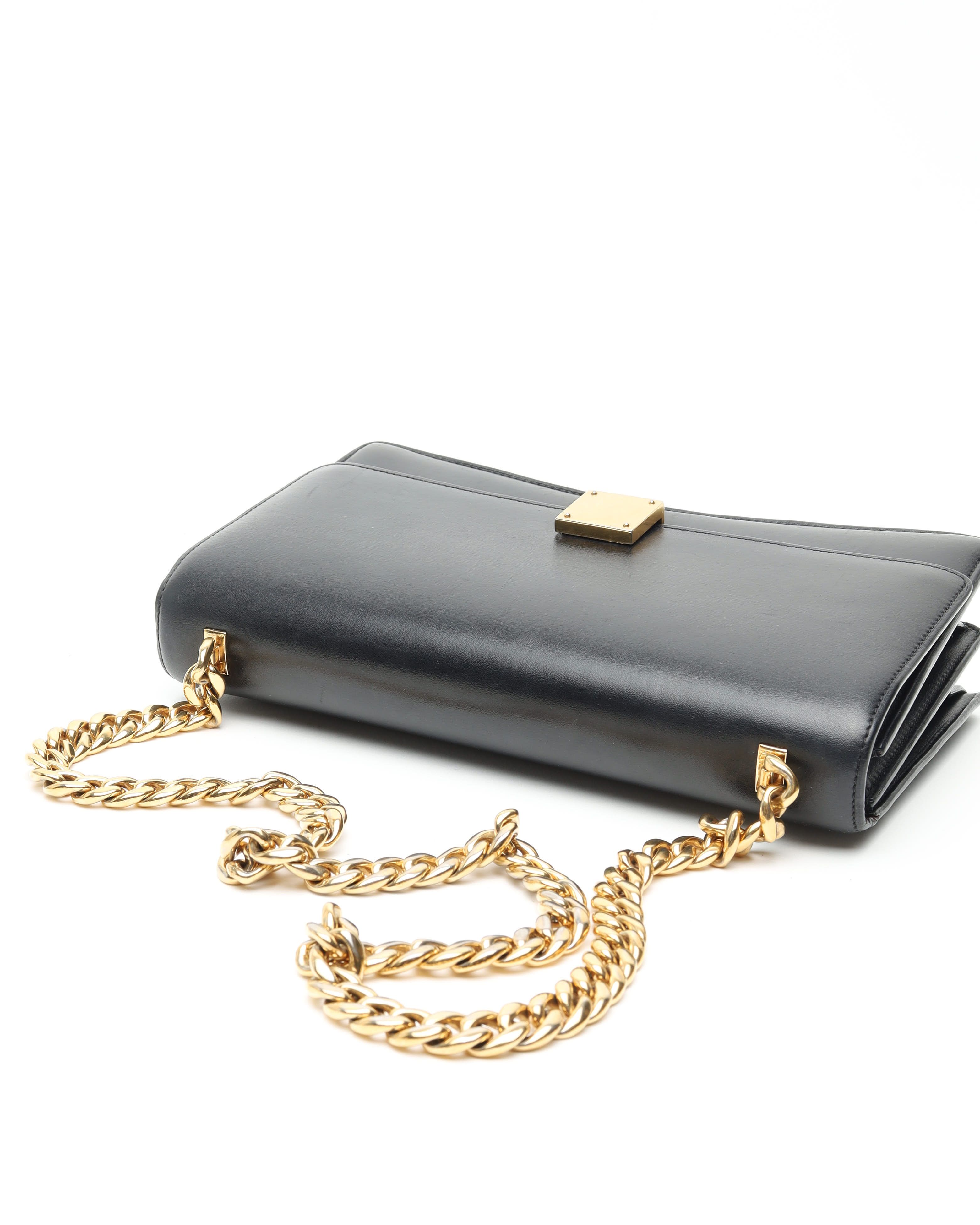 Celine Céline Case Chain Flap Bag In Black