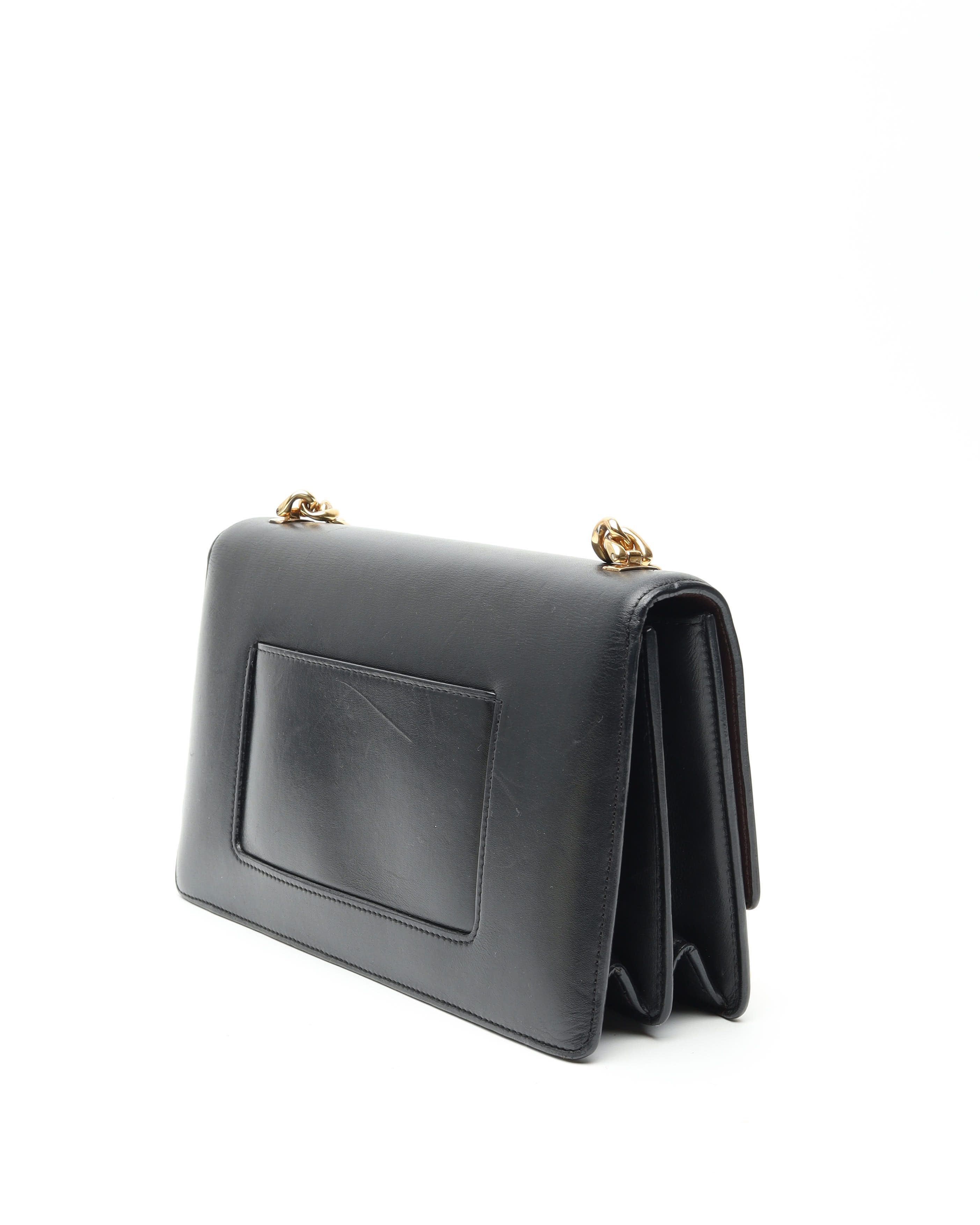 Celine Céline Case Chain Flap Bag In Black