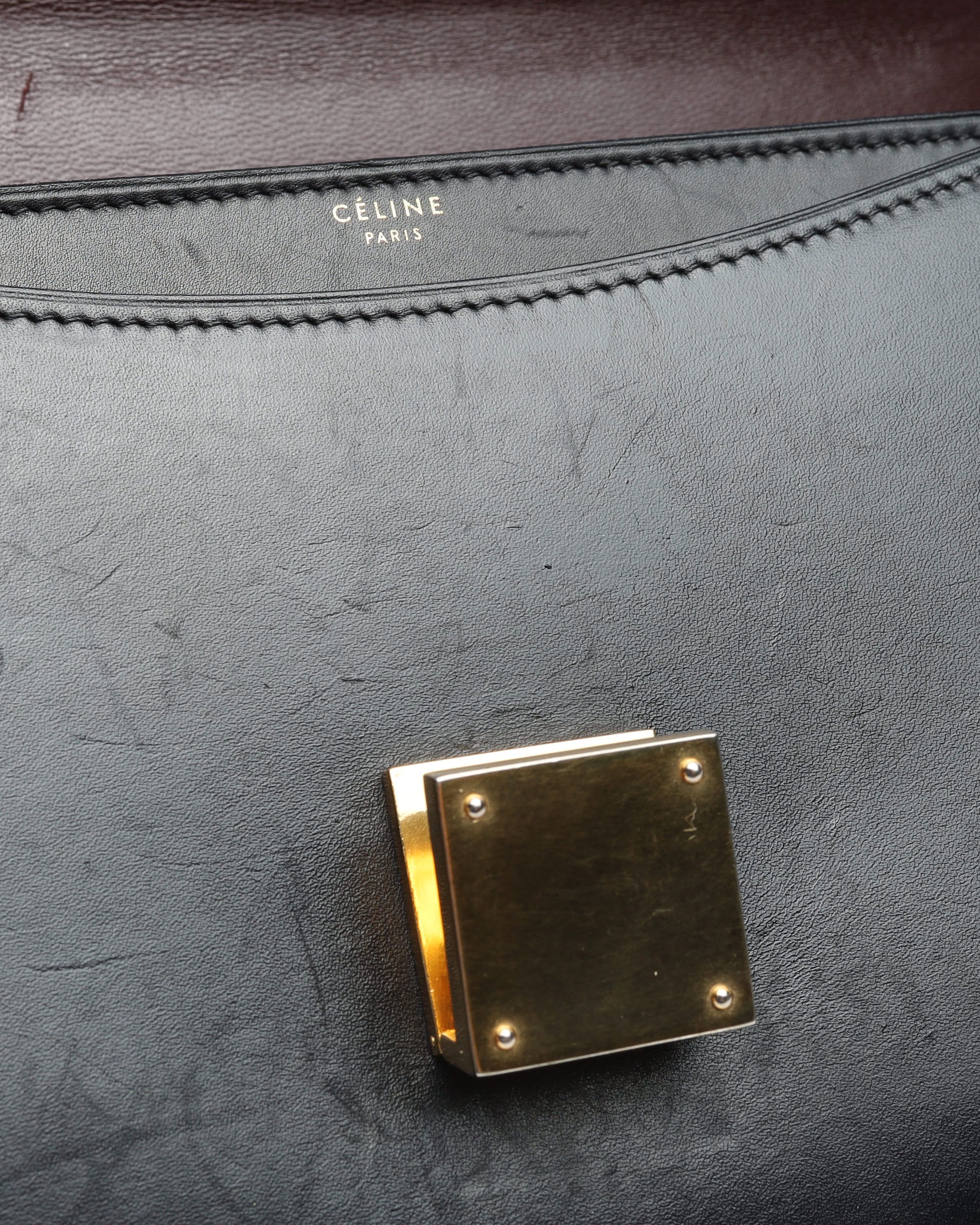Celine Céline Case Chain Flap Bag In Black