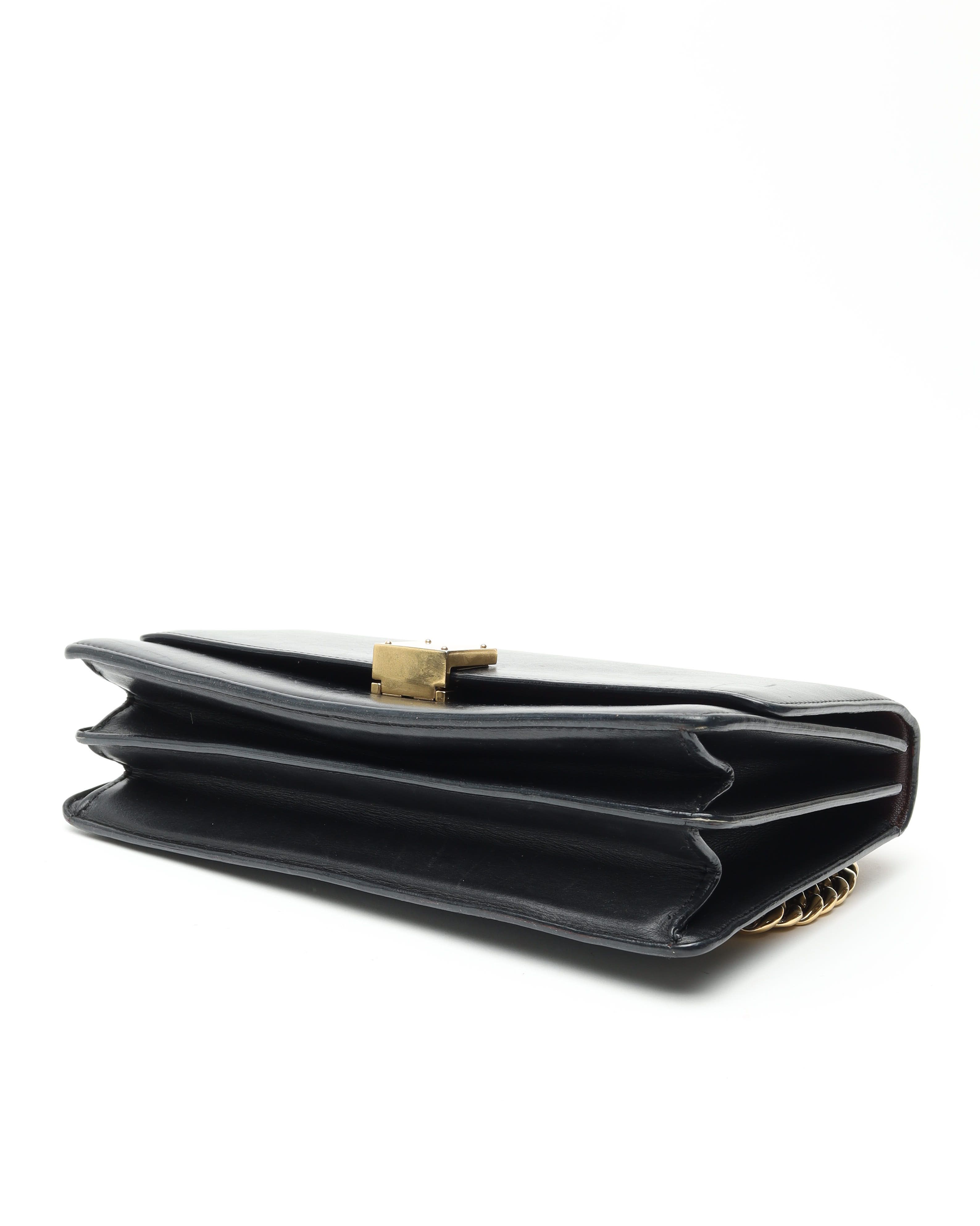Celine Céline Case Chain Flap Bag In Black