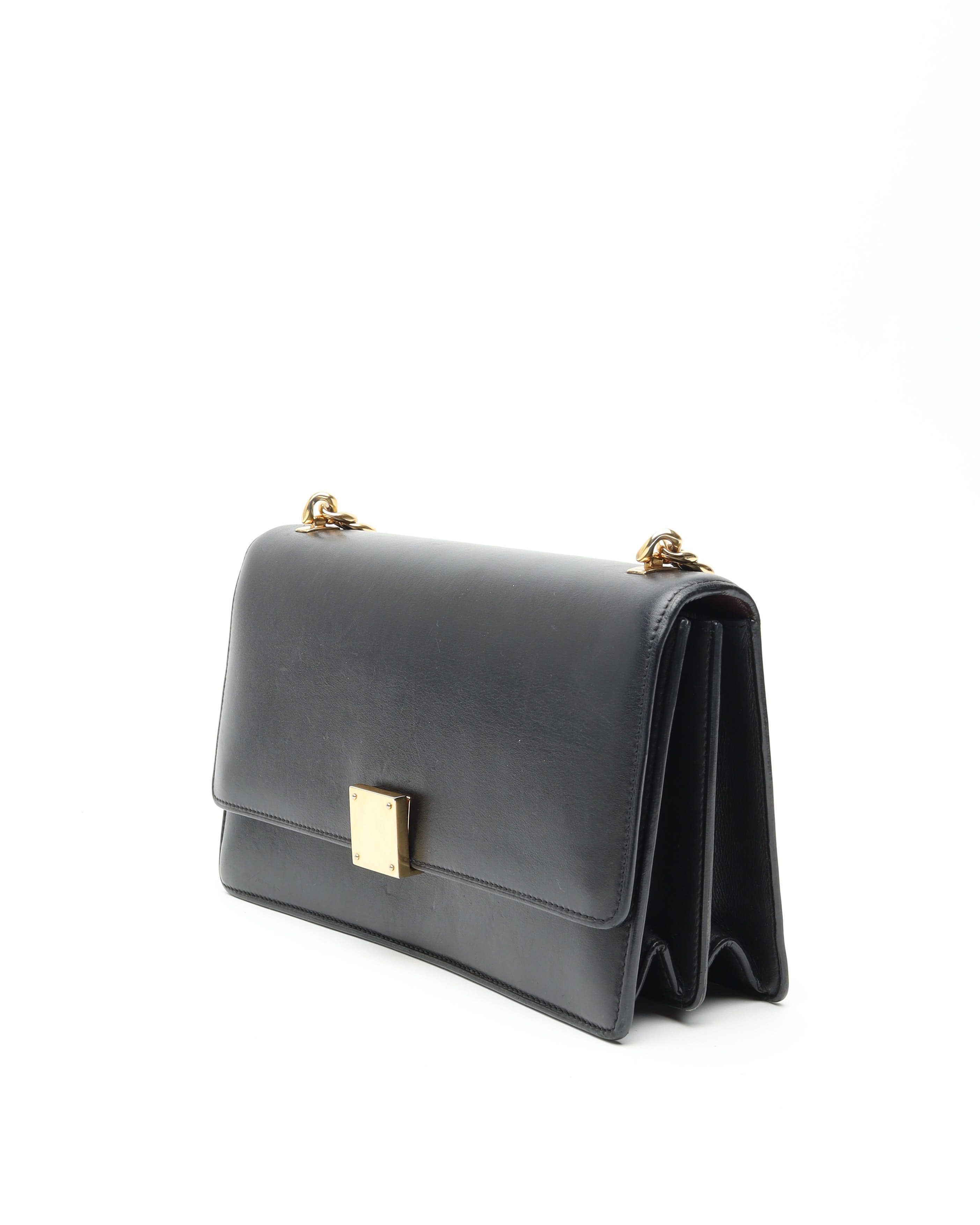 Celine Céline Case Chain Flap Bag In Black