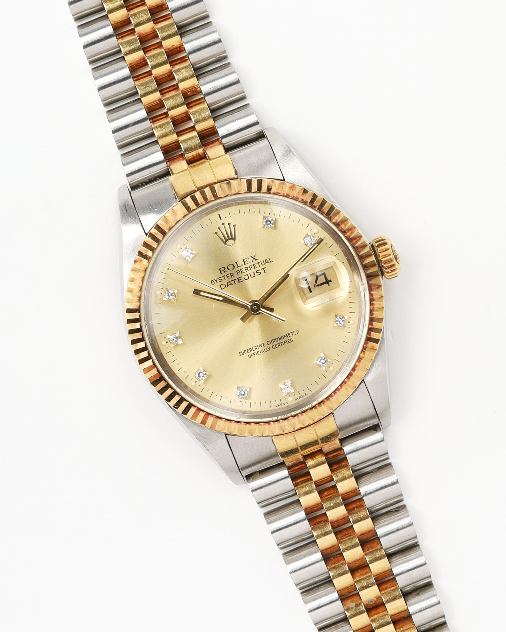 rolex datejust 36mm ref 16013 1987 diamond dial watch