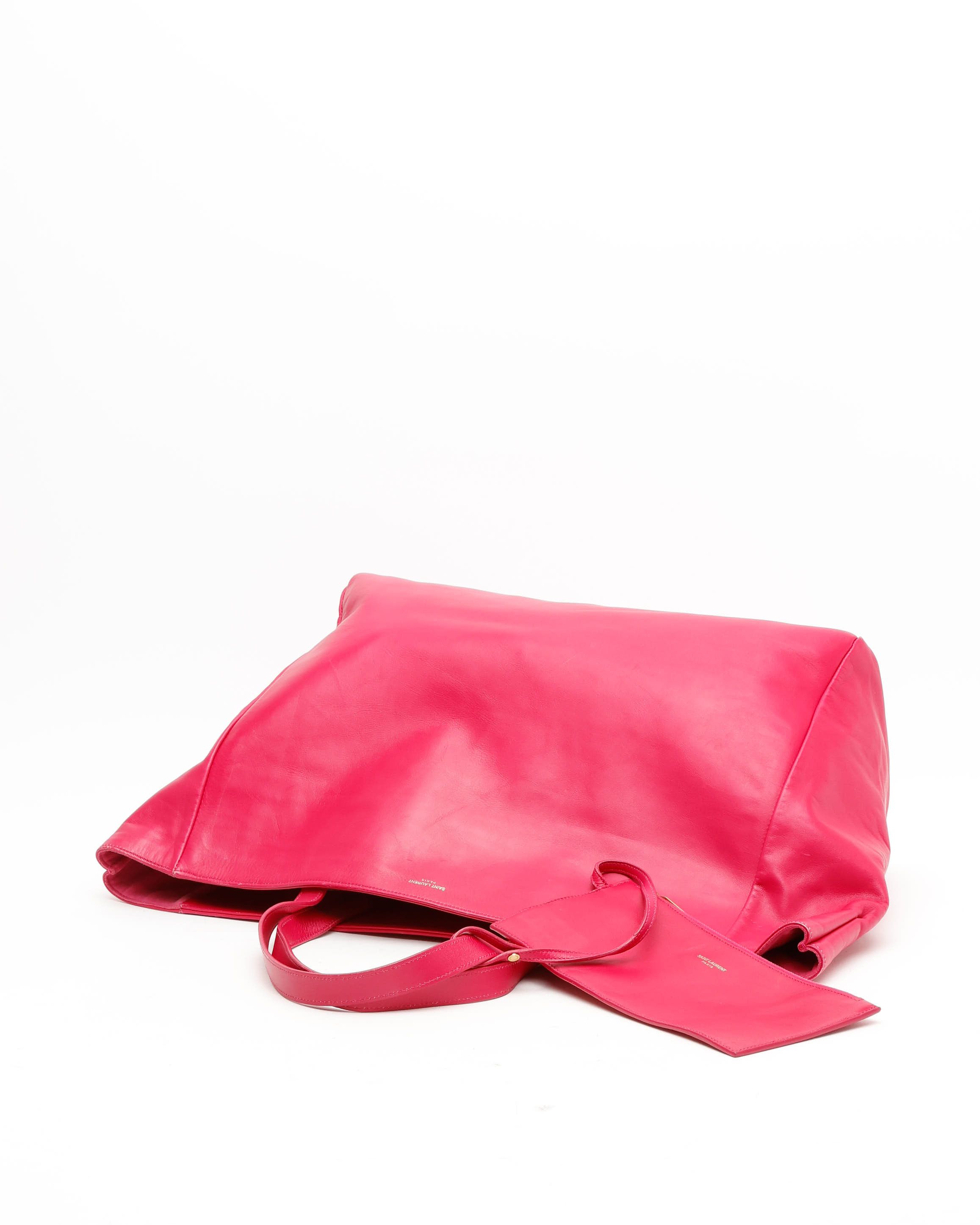 Saint Laurent Large Reversible Shopping Tote Bag In Pink