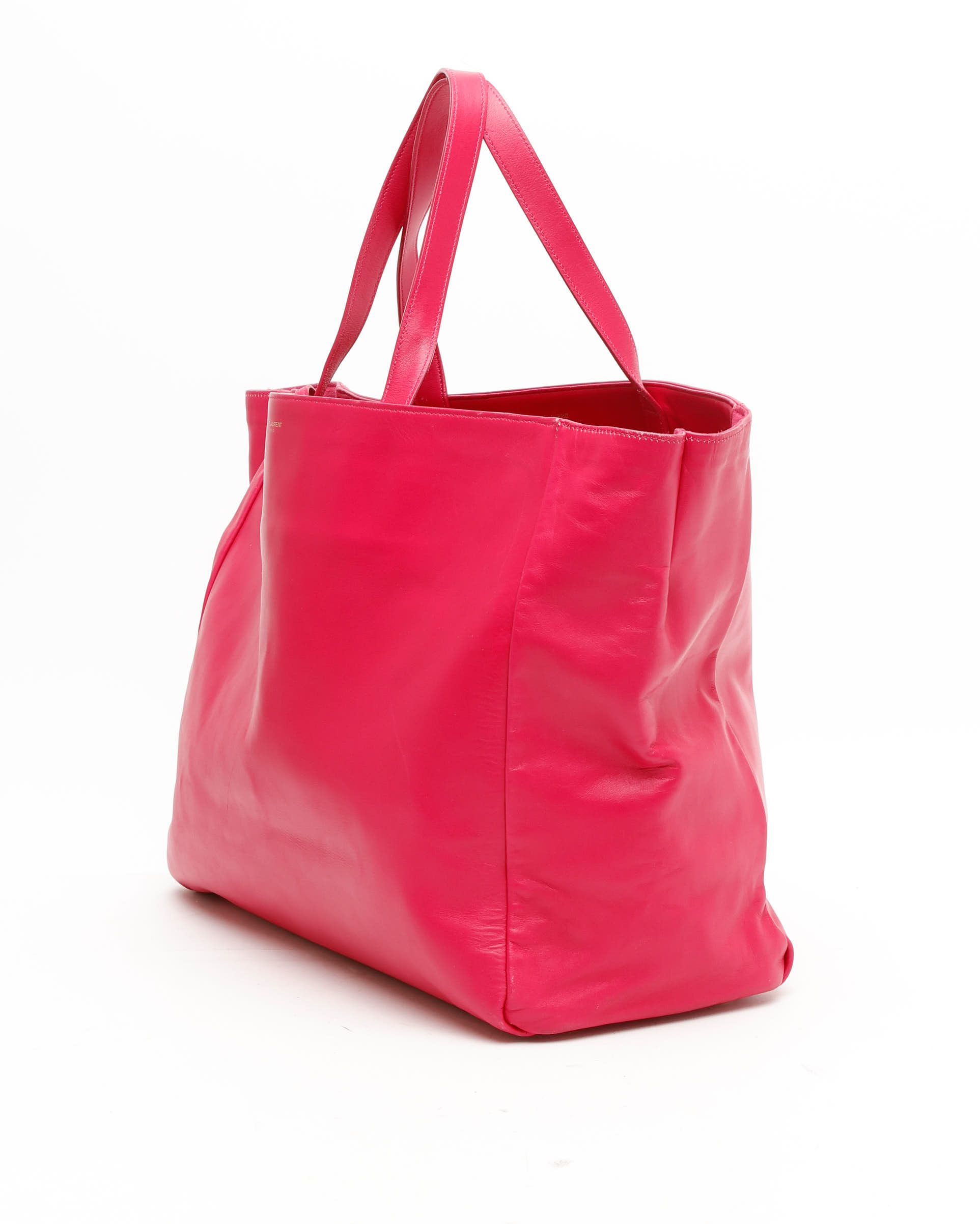Saint Laurent Large Reversible Shopping Tote Bag In Pink