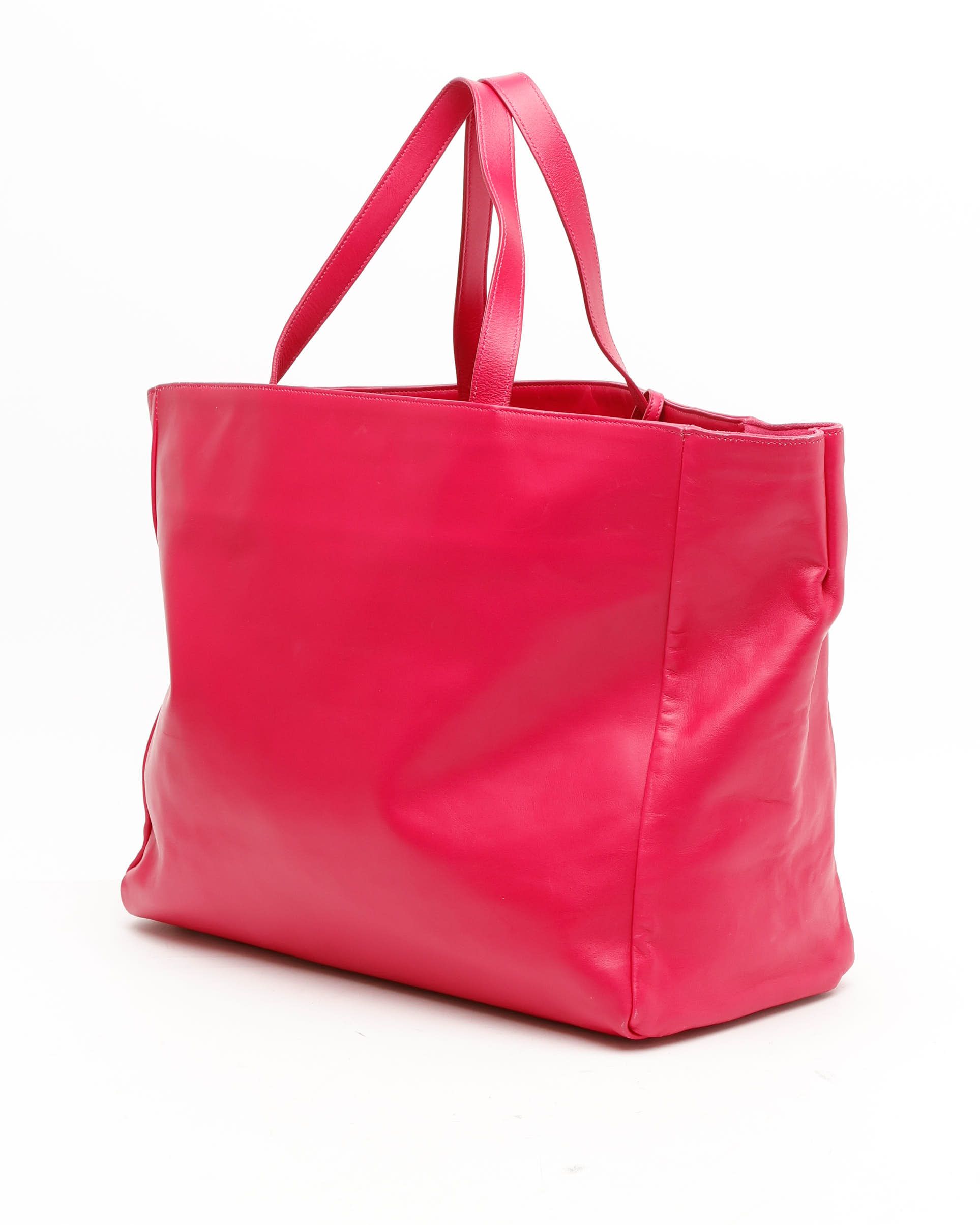 Saint Laurent Large Reversible Shopping Tote Bag In Pink