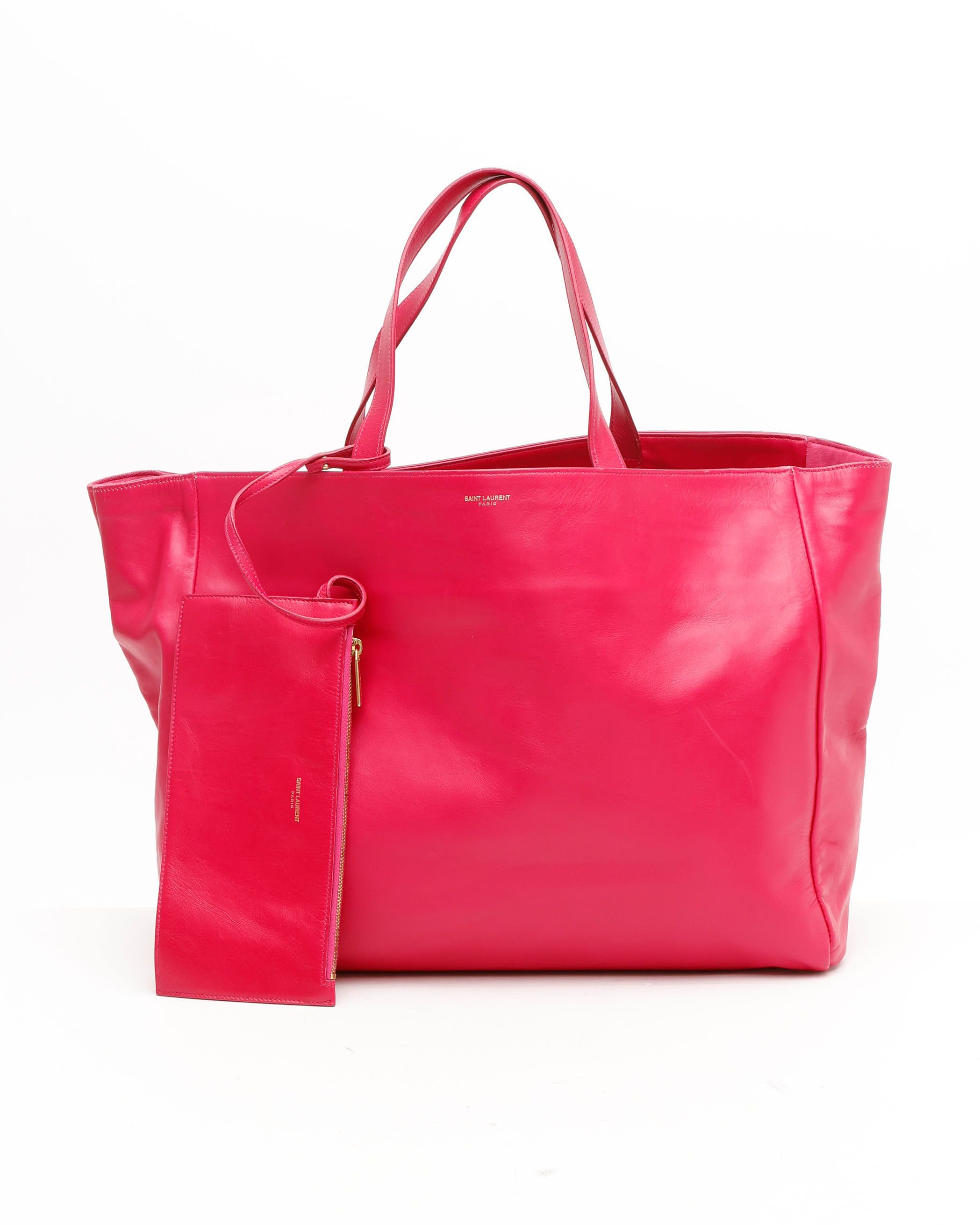 Saint Laurent Large Reversible Shopping Tote Bag In Pink