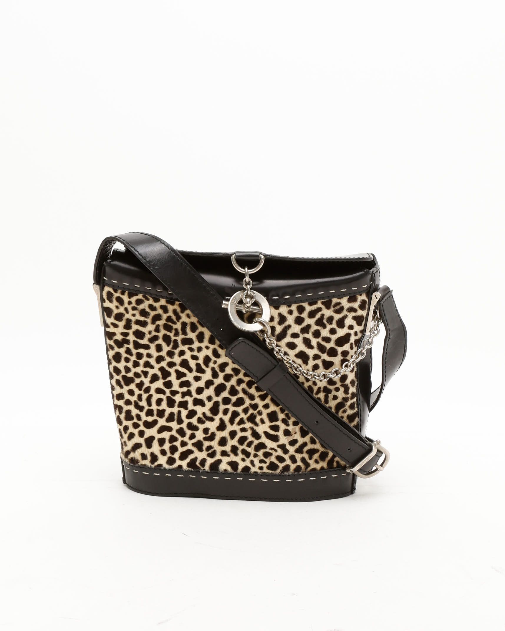 Céline Leopard Pony Bucket Bag