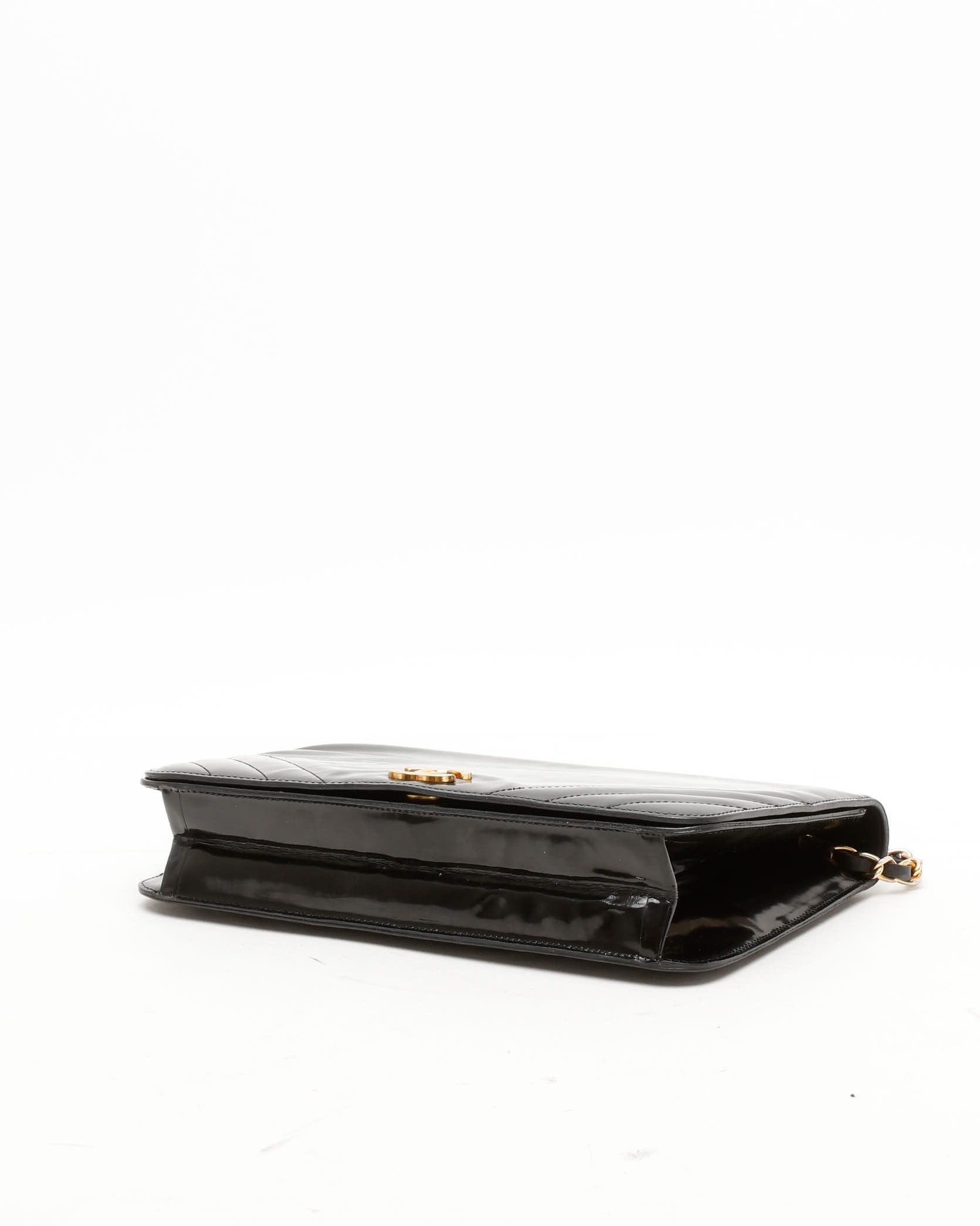 Pre-owned Chanel Patent Small Full Flap Bag