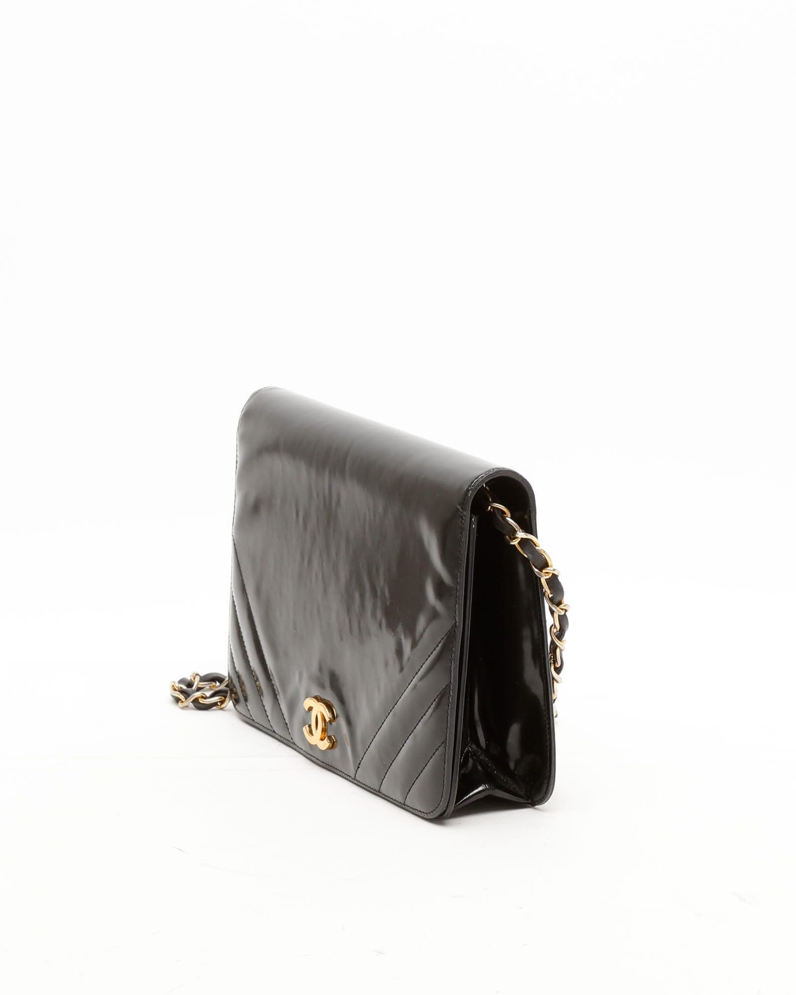 Pre-owned Chanel Patent Small Full Flap Bag