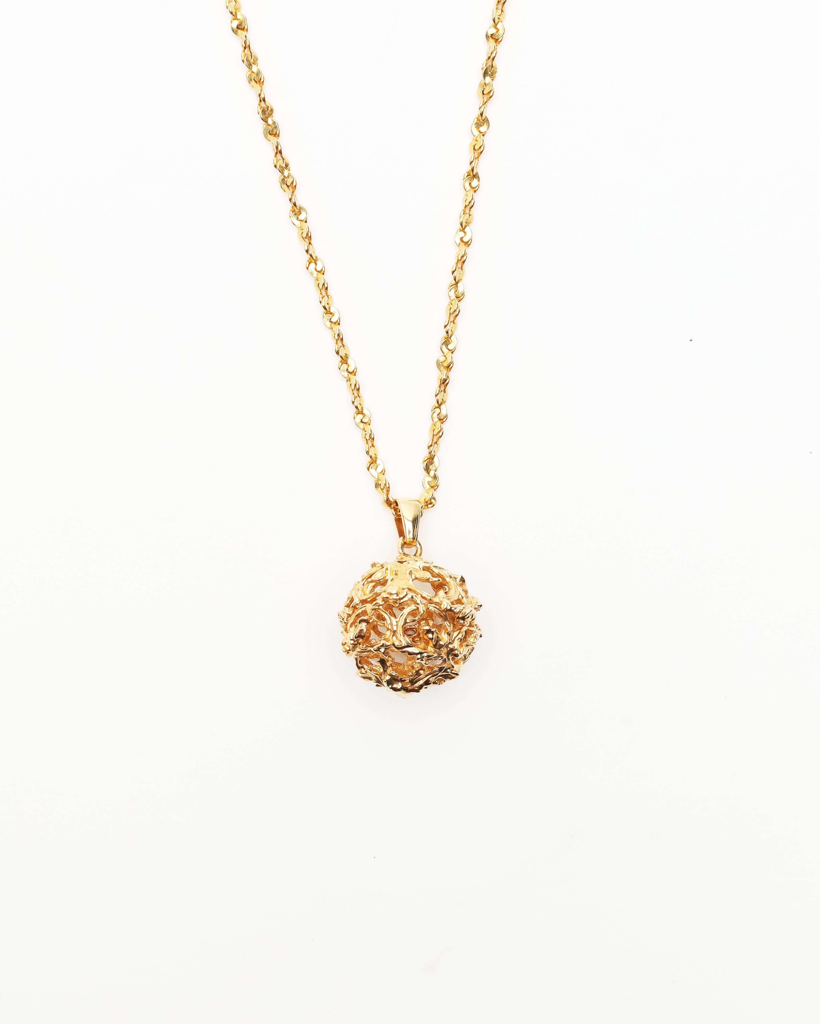 Saint Laurent Long Gold Ball Necklace In Multi