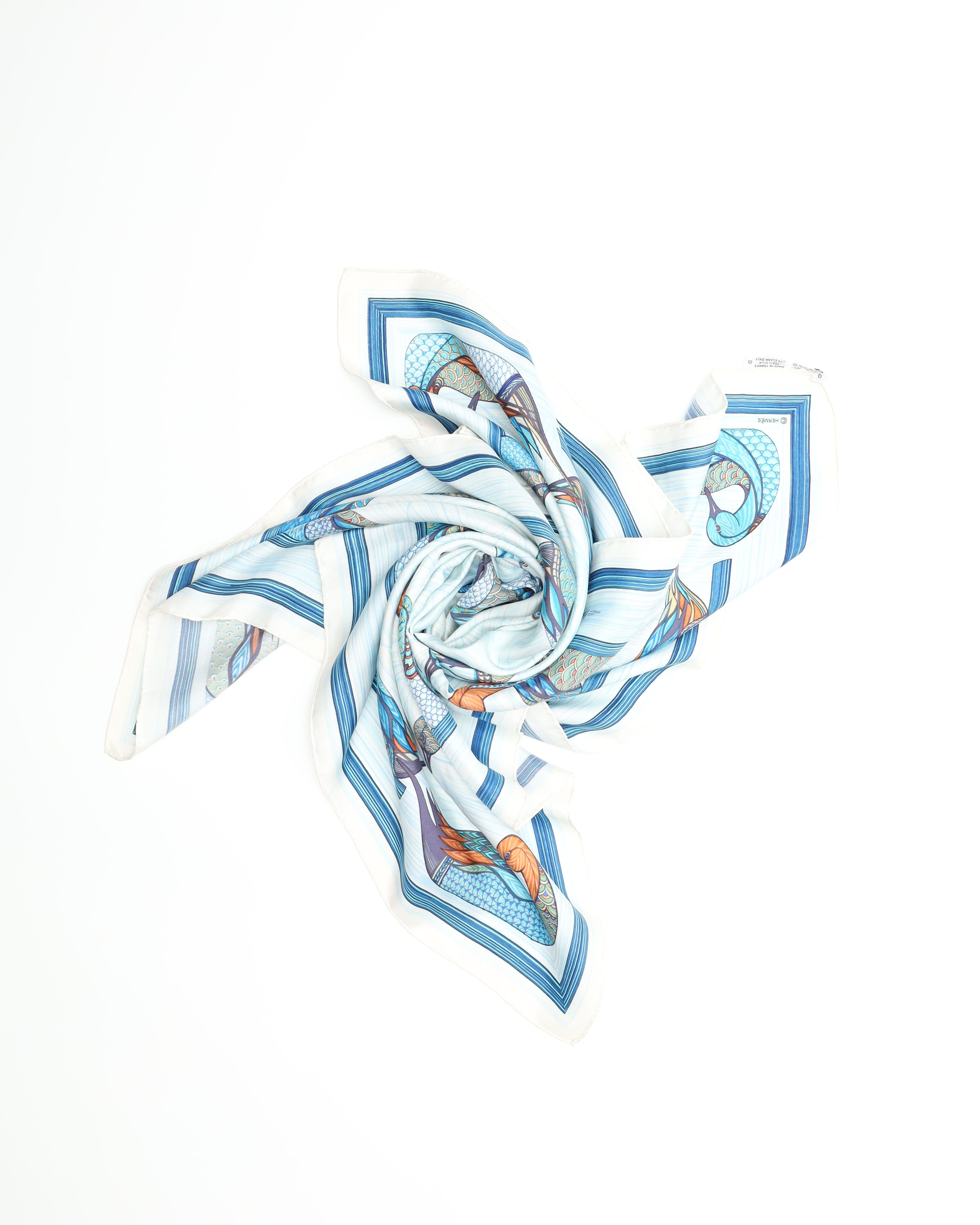 Pre-owned Hermes Hermès 90 La Mare Aux Canards Duck Pond Silk Scarf