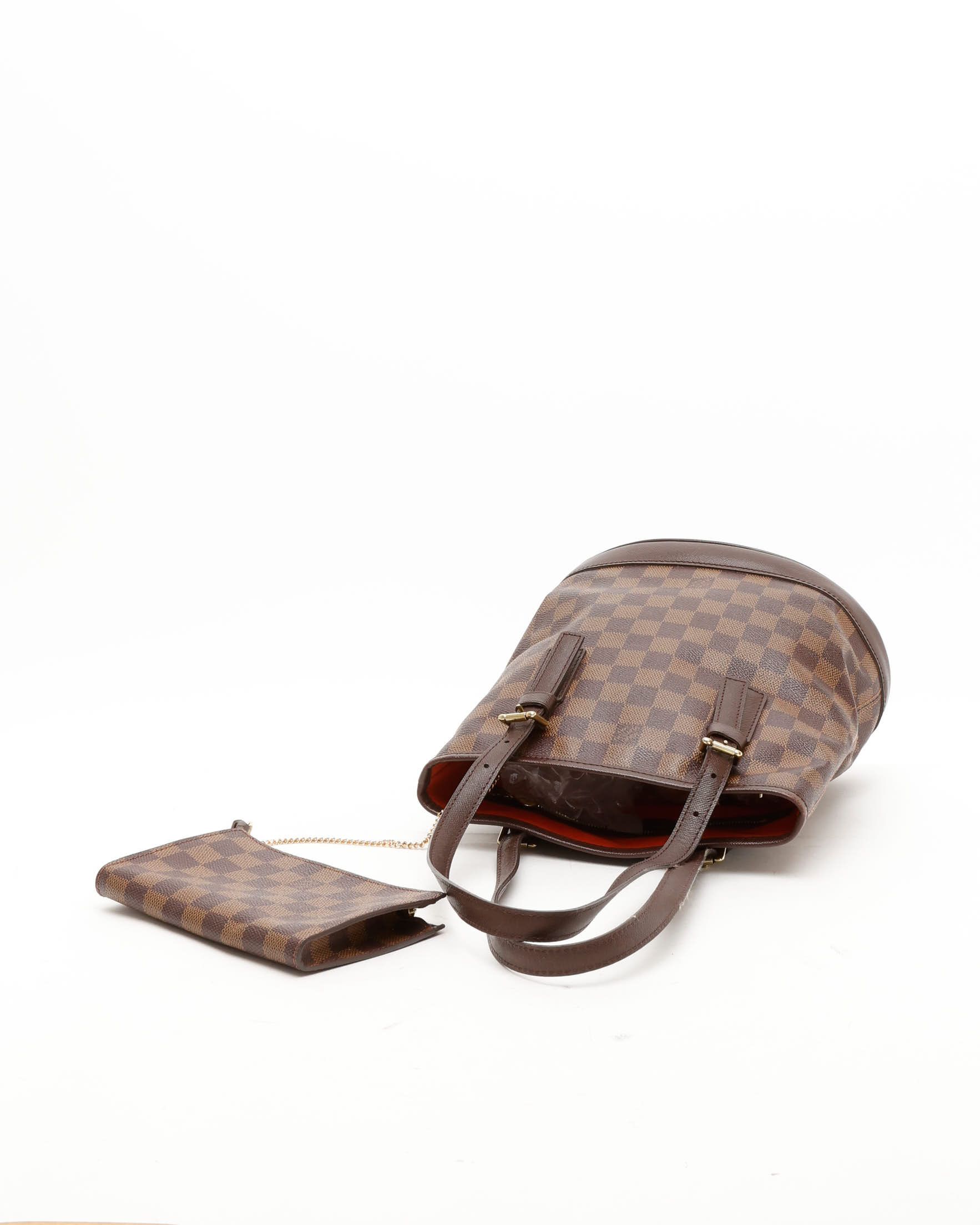 Pre-owned Louis Vuitton Damier Ebene Marais Bucket Bag