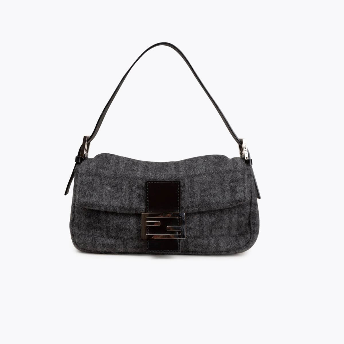 FENDI Tweed Zucca Baguette Bag