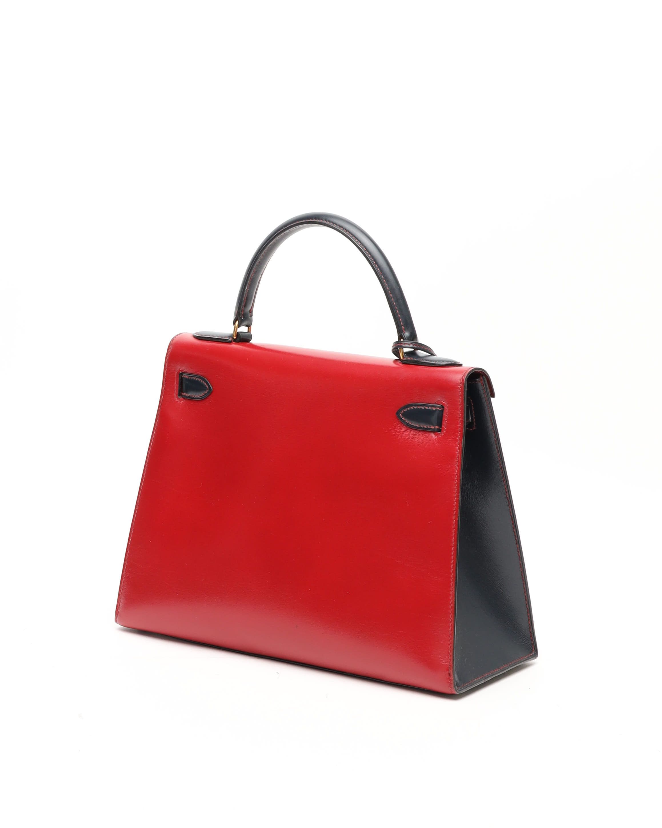 Pre-owned Hermes Hermès Kelly Sellier 28 Tricolor Box Bag