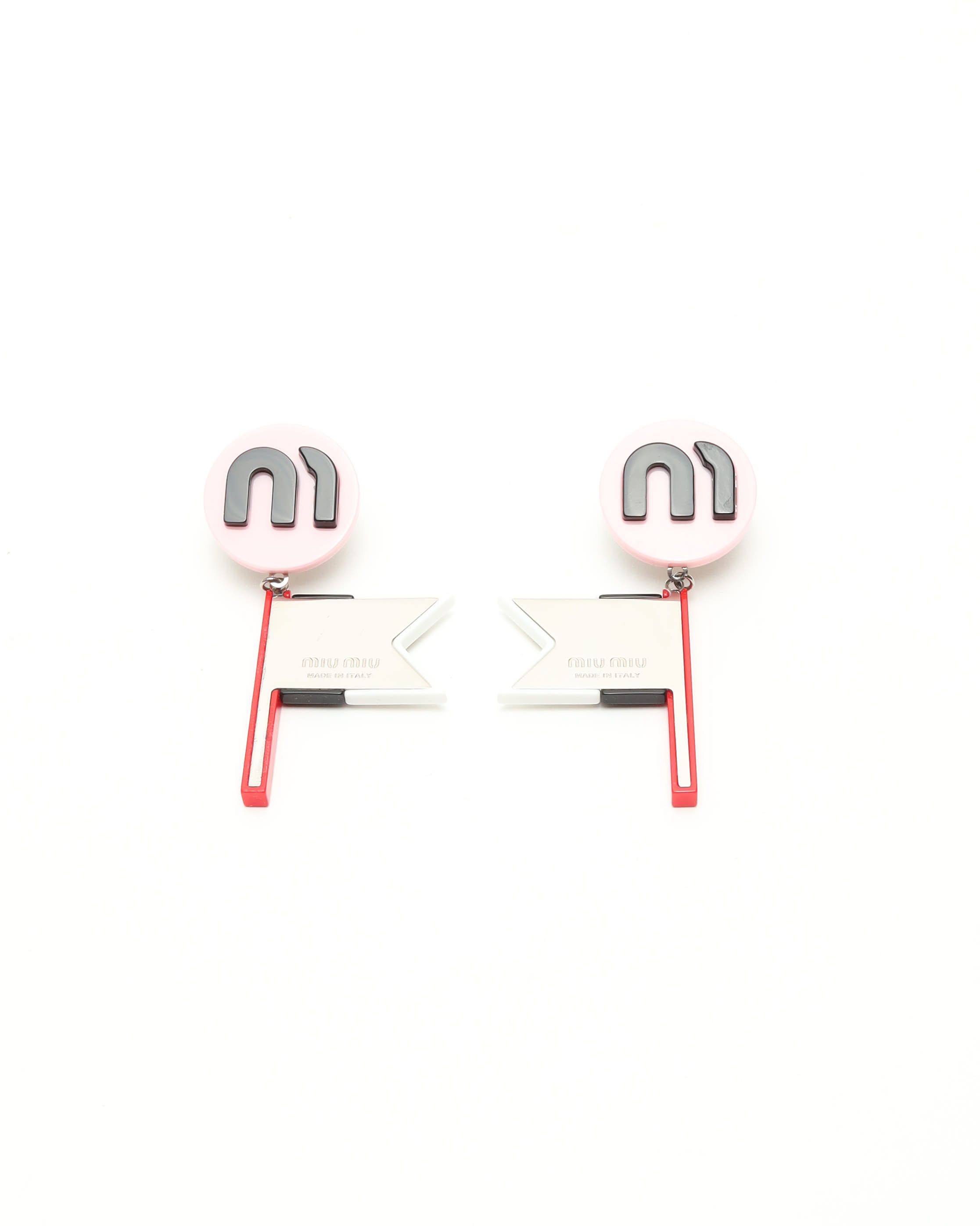 Miu Miu Rhinestone Clip-on Earrings In Pink