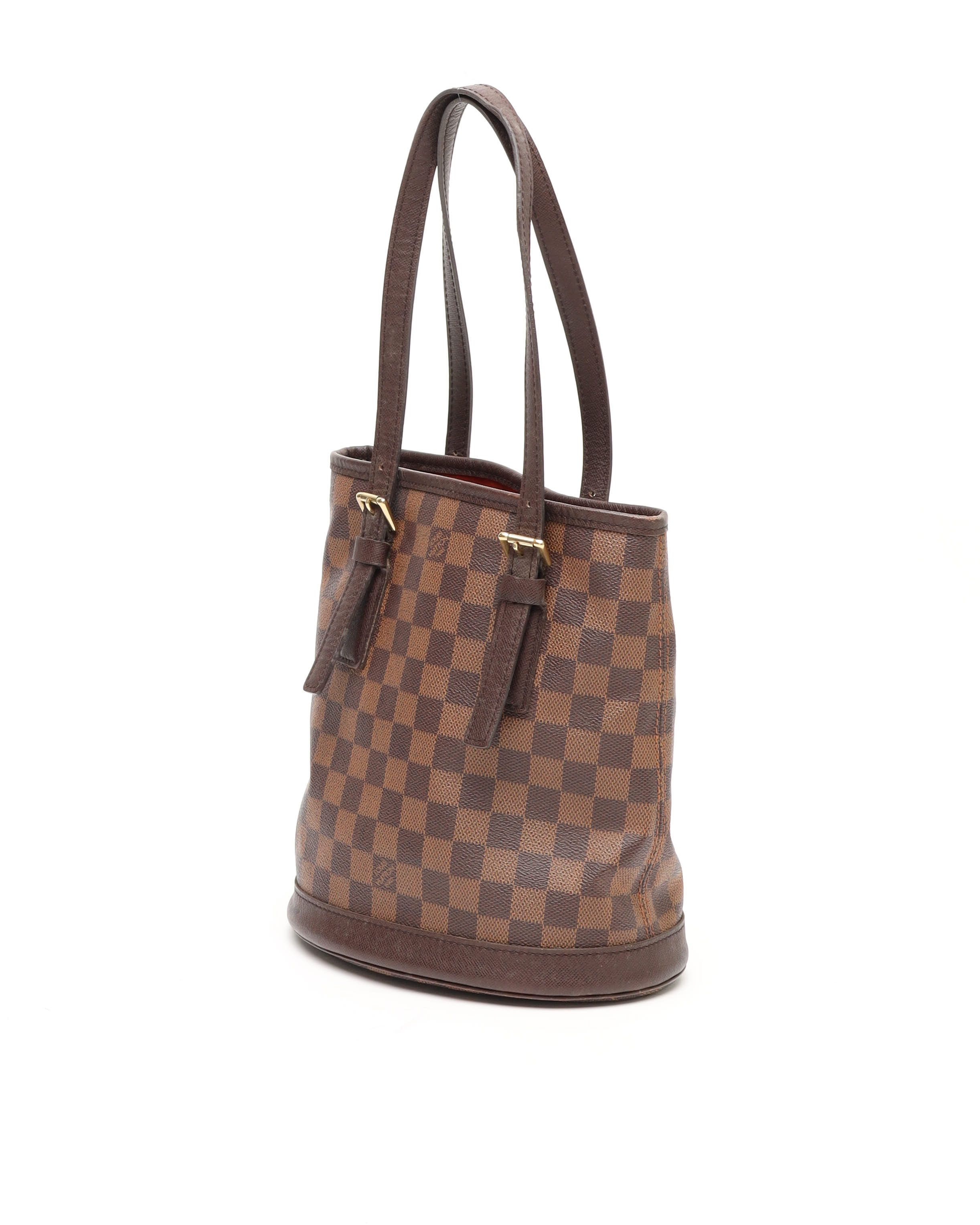 Pre-owned Louis Vuitton Damier Ebene Marais Bucket Bag