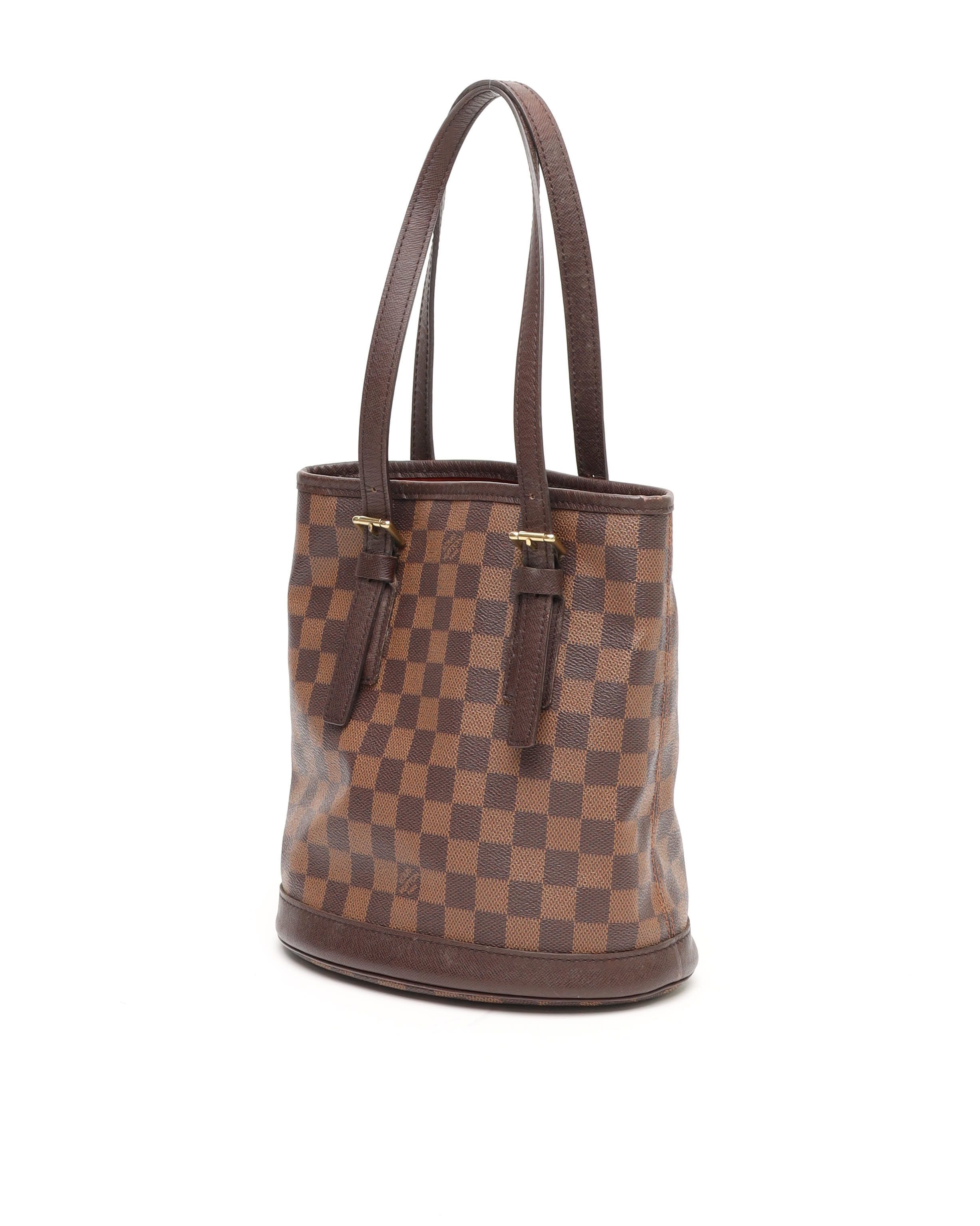 Pre-owned Louis Vuitton Damier Ebene Marais Bucket Bag