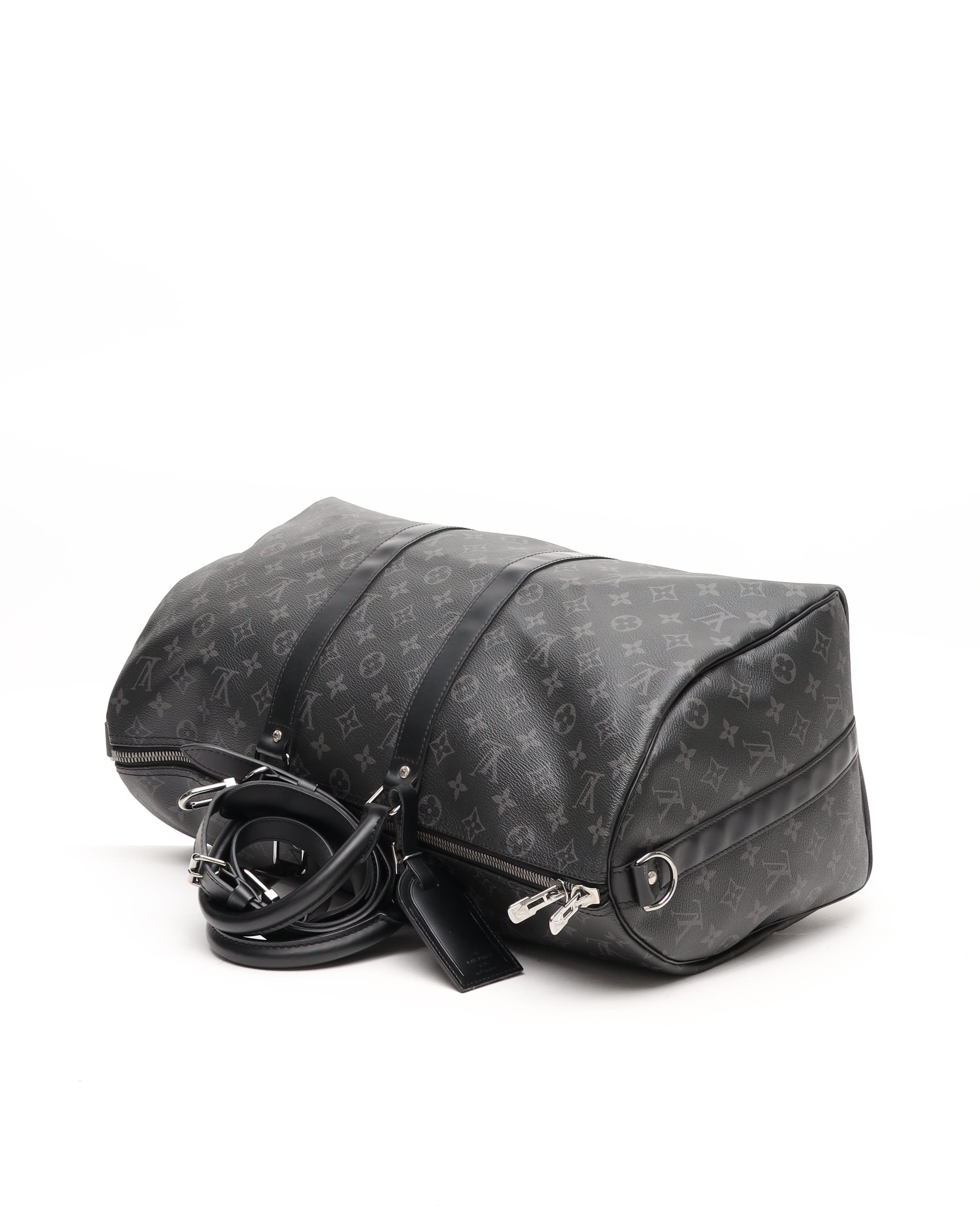Pre-owned Louis Vuitton Monogram Eclipse Keepall Bandouliere 45 Weekend Bag