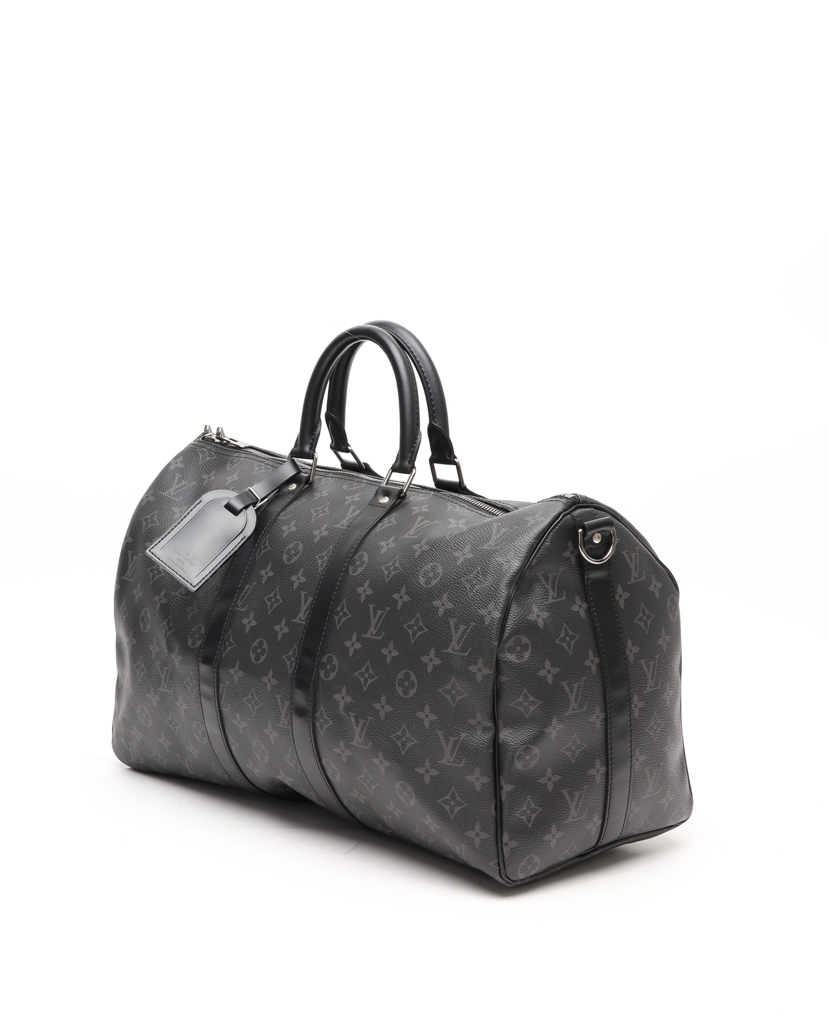 Pre-owned Louis Vuitton Monogram Eclipse Keepall Bandouliere 45 Weekend Bag