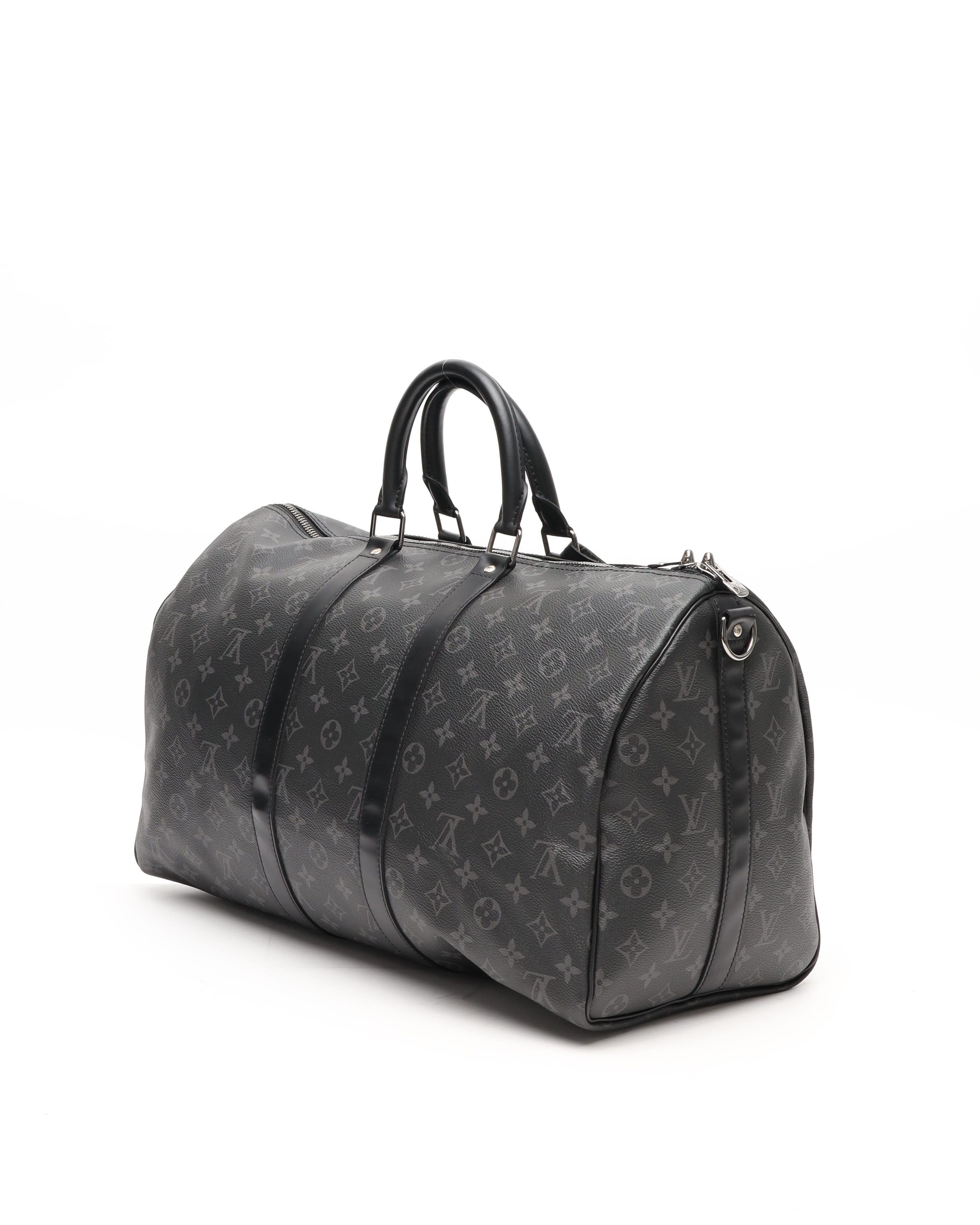 Pre-owned Louis Vuitton Monogram Eclipse Keepall Bandouliere 45 Weekend Bag